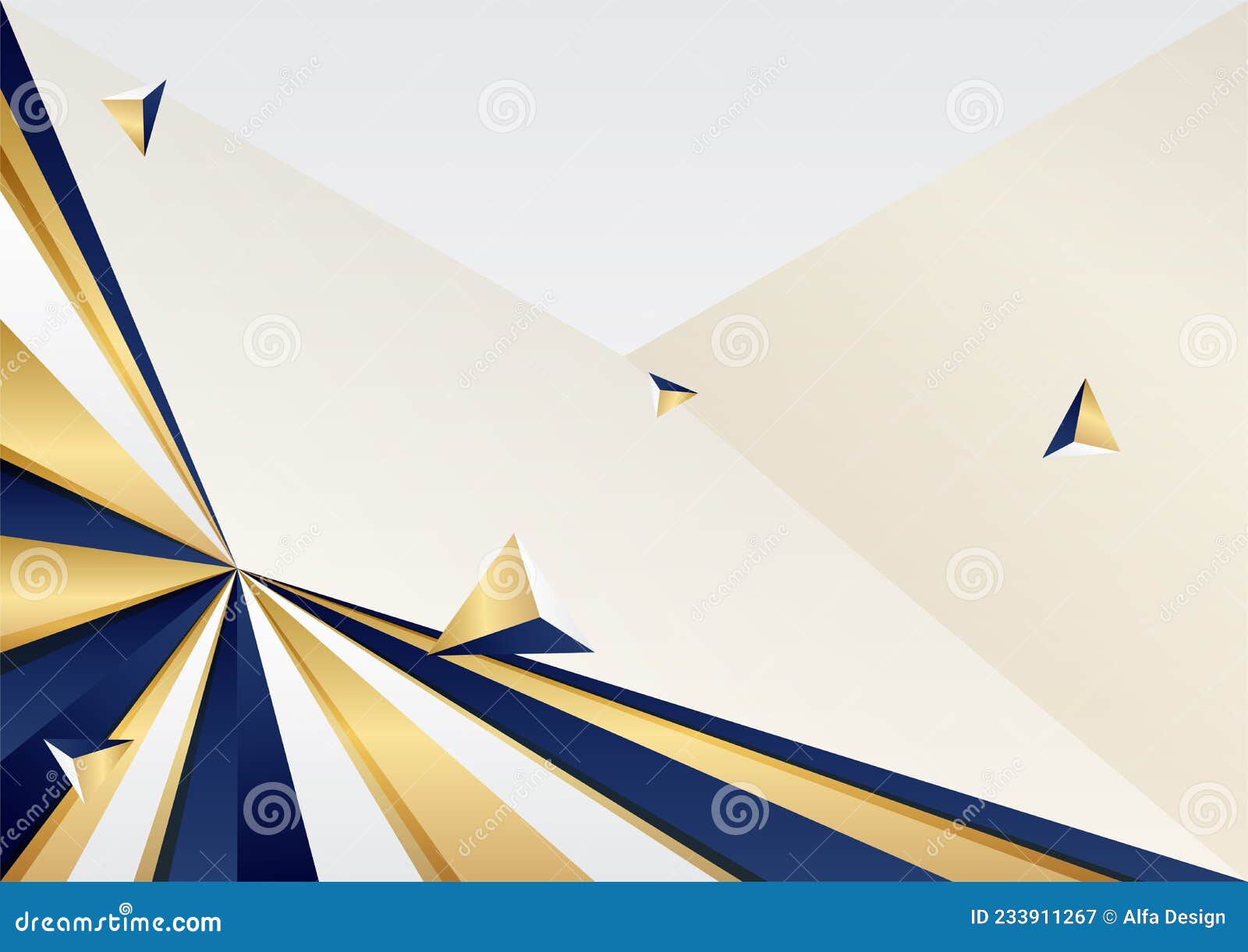 Abstract Blue and Gold White Background with Gold Threads. Abstract