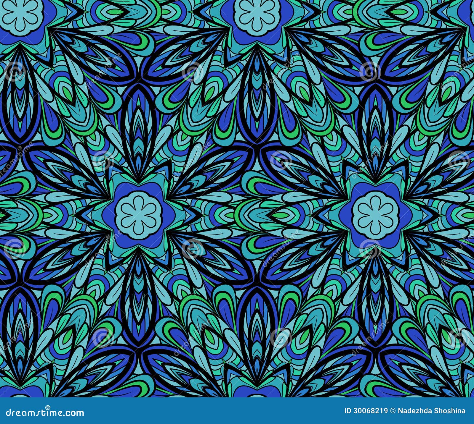 Bluegreen Seamless Pattern Stock Vector Illustration of leaf