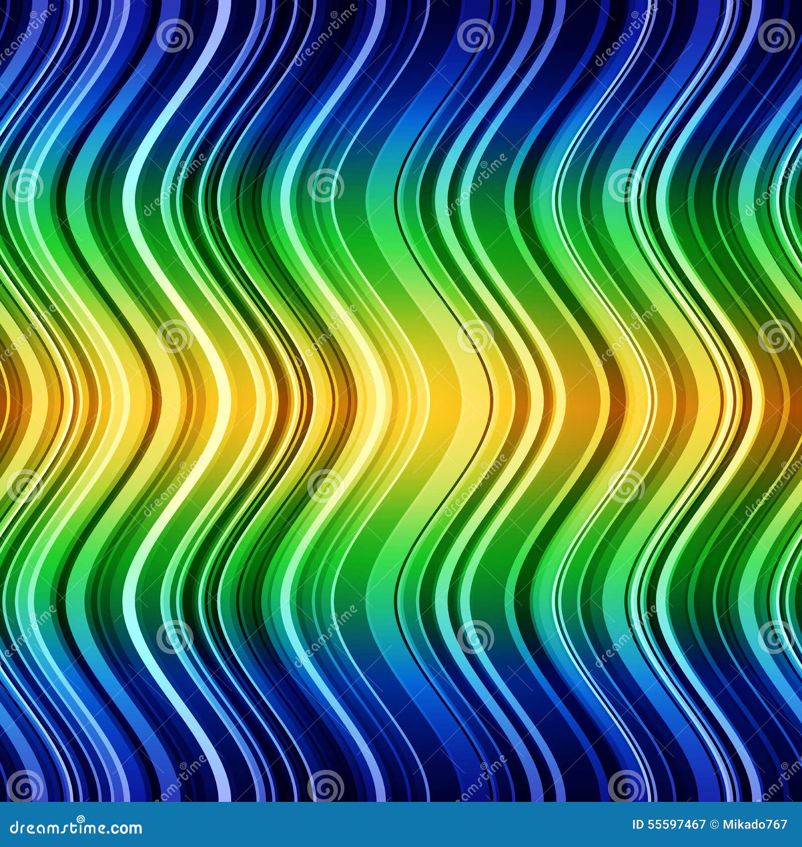 Abstract Blue, Green and Yellow Stripes Waves Stock Vector ...