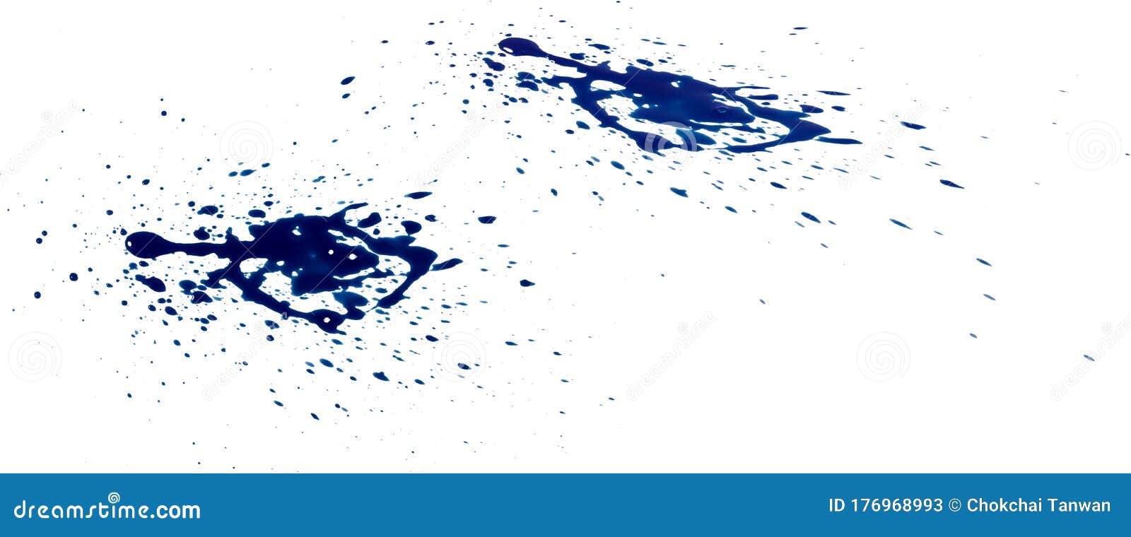 Abstract Blue Ink of Stain or Splash Blue Watercolor Paint and Liquid ...
