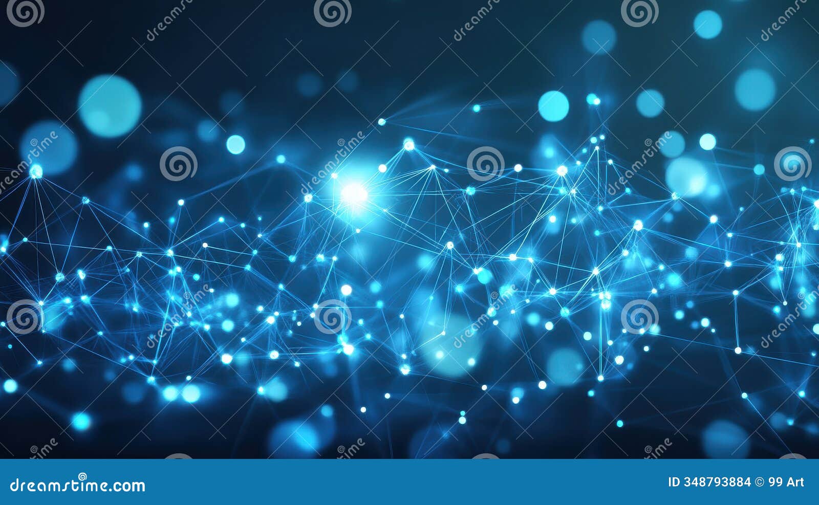 abstract blue light connections with digital network background