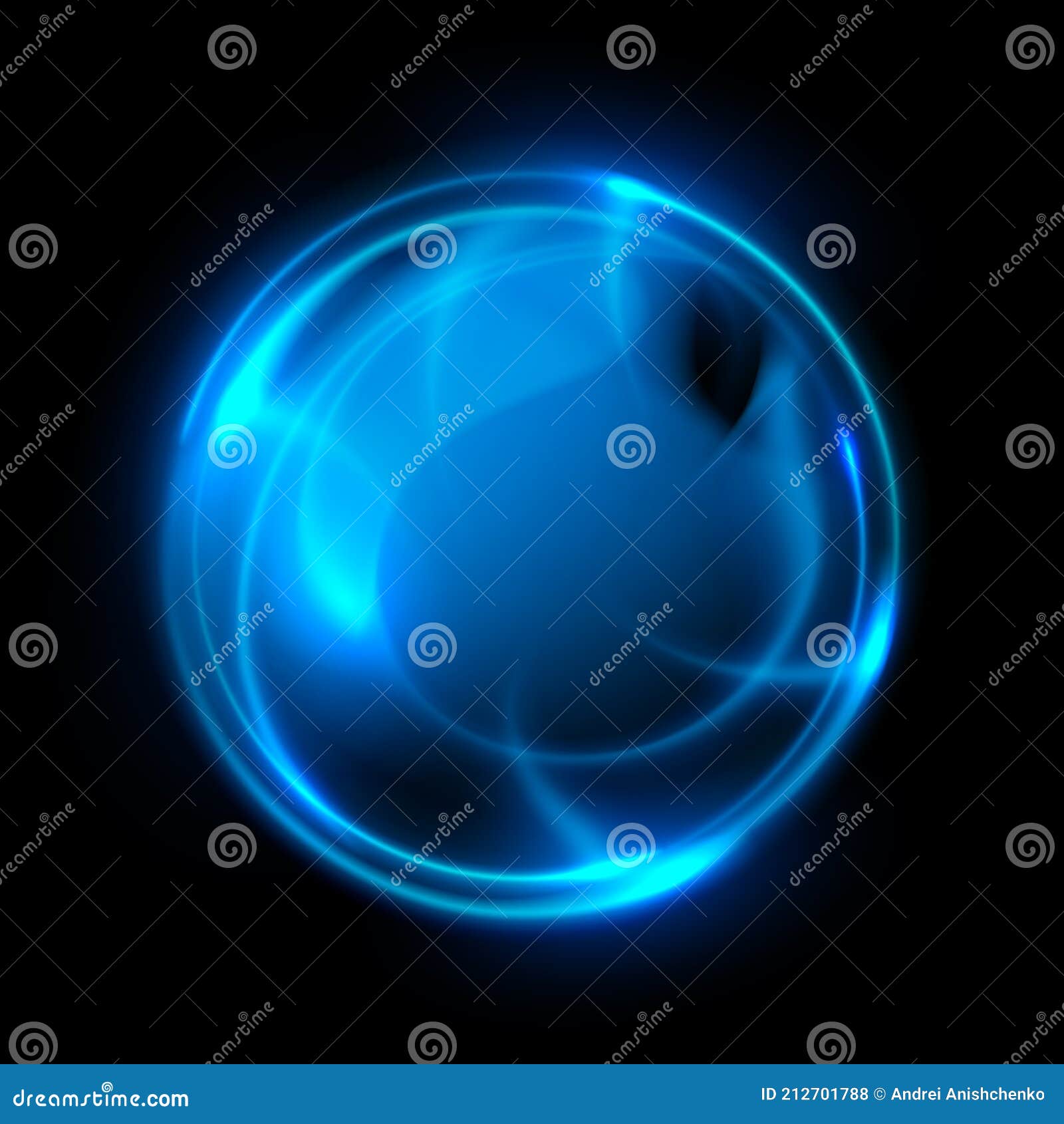 Abstract Blue Light Energy Sphere Effect on Black Background Stock Vector Illustration of