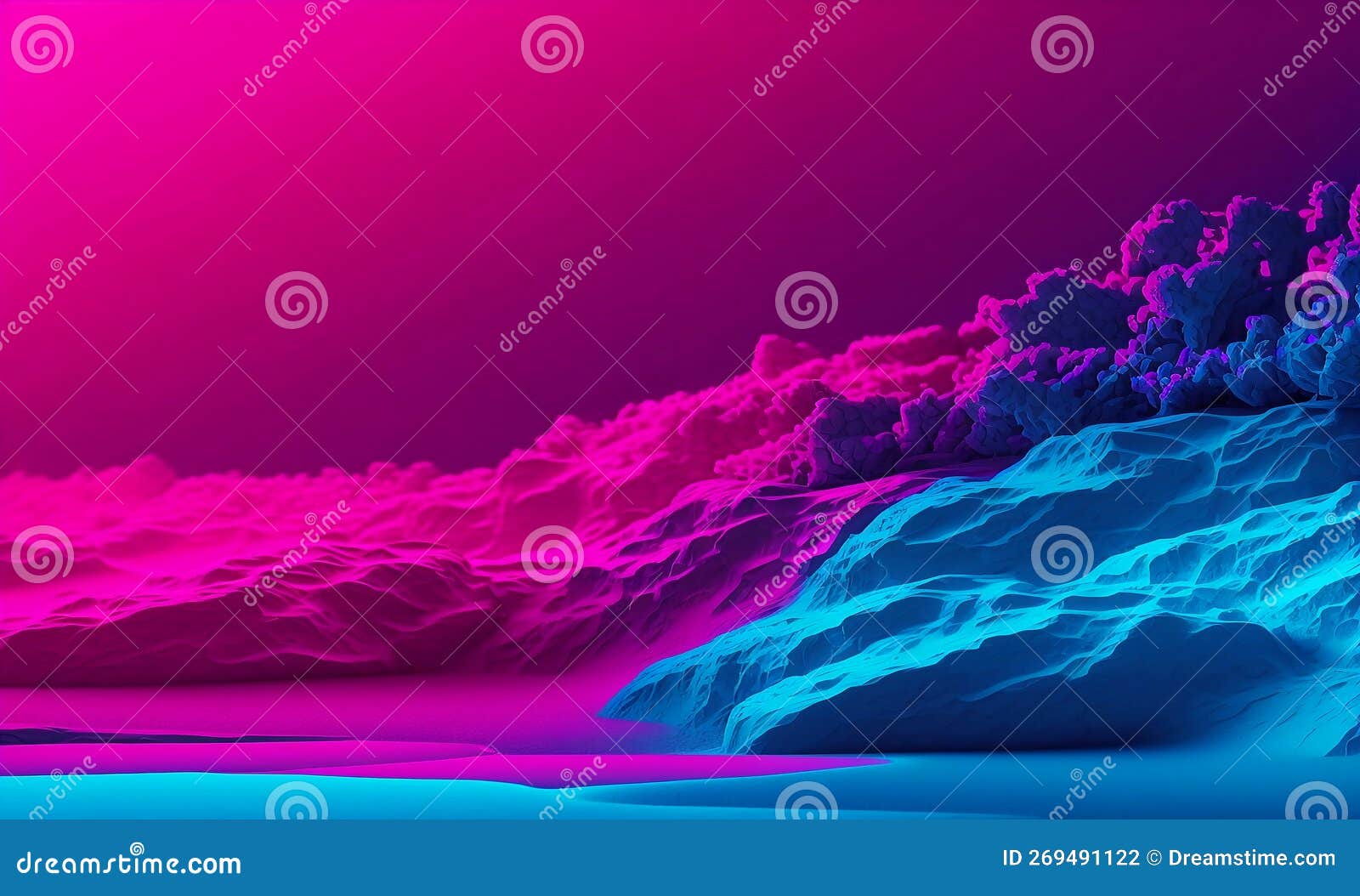 Abstract Blue and Magenta Background, Wallpaper of Waves, Veils Texture