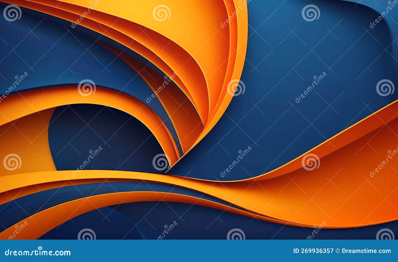 Abstract Blue and Orange Background, Wallpaper of Waves, Veils Texture
