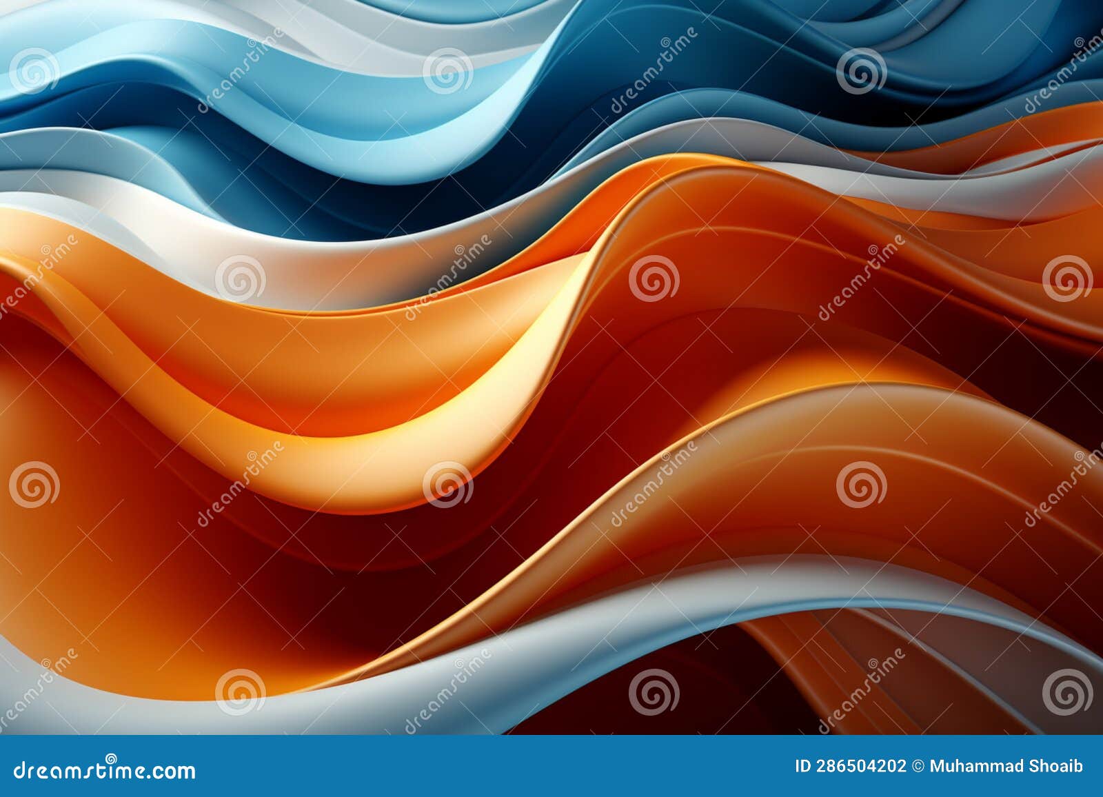 Abstract Blue and Orange Waves Create a Mesmerizing Wallpaper