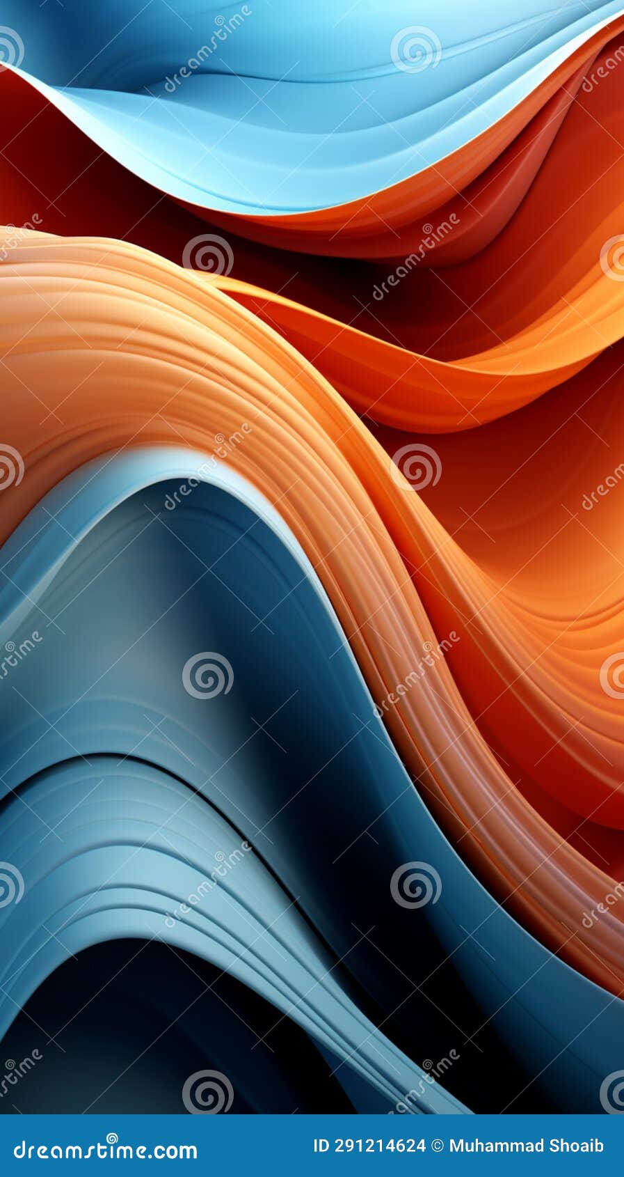 Abstract Blue and Orange Waves Create a Mesmerizing Wallpaper