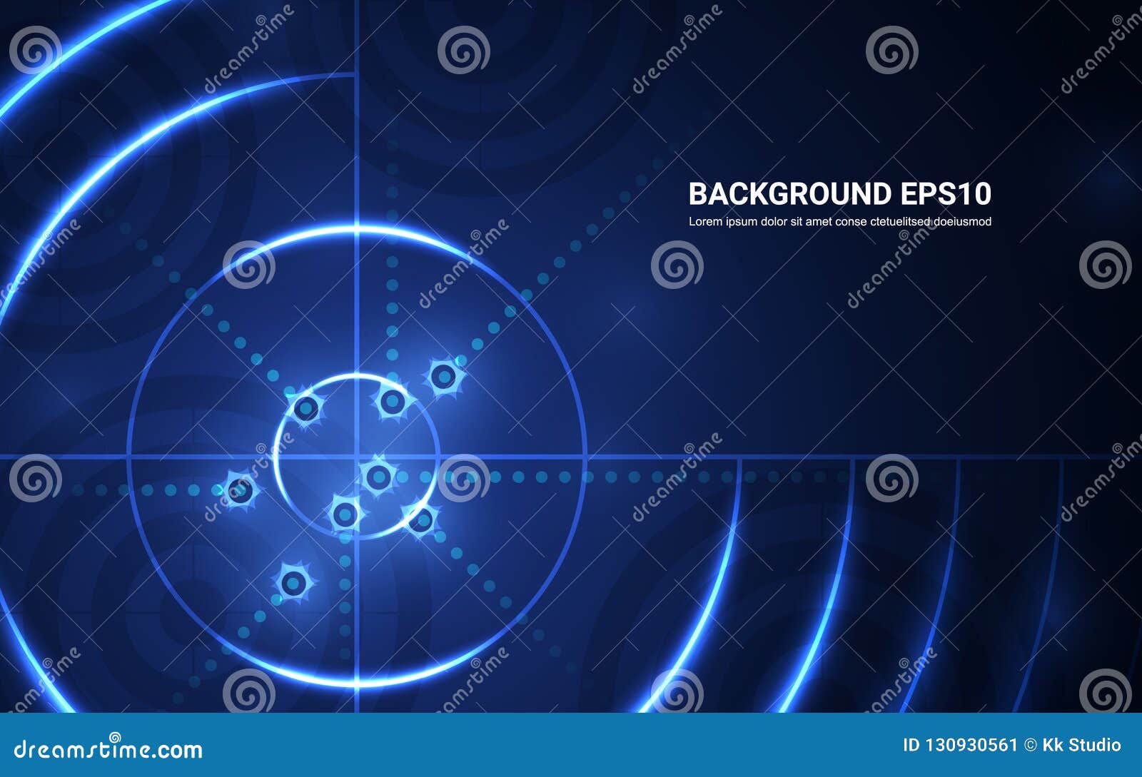 abstract blue target, shooting range on black background.