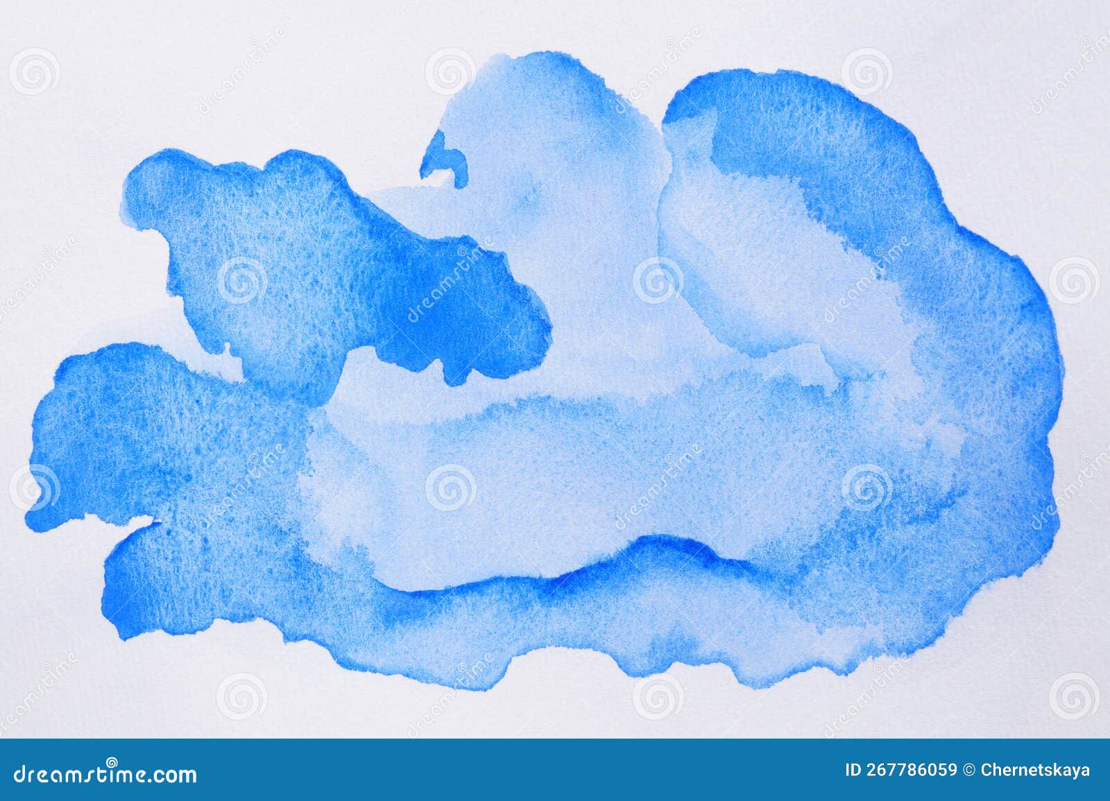 Abstract Blue Watercolor Paint on White Background, Top View Stock Illustration Illustration