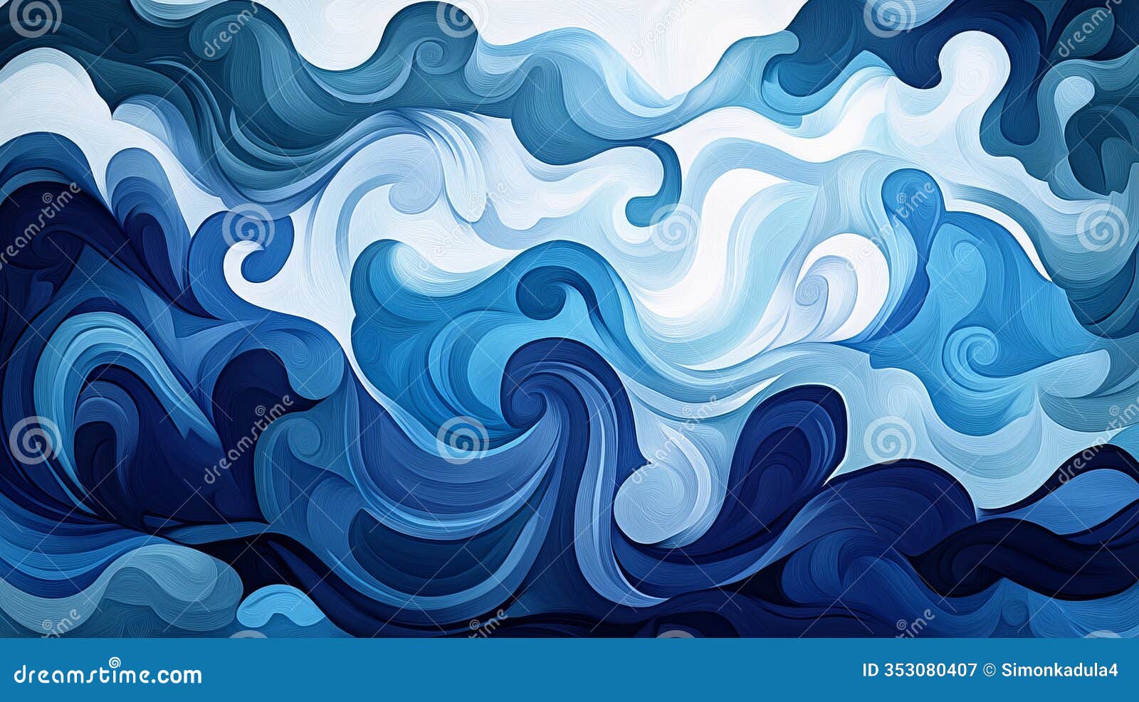 abstract blue waves flowing creating dynamic patterns