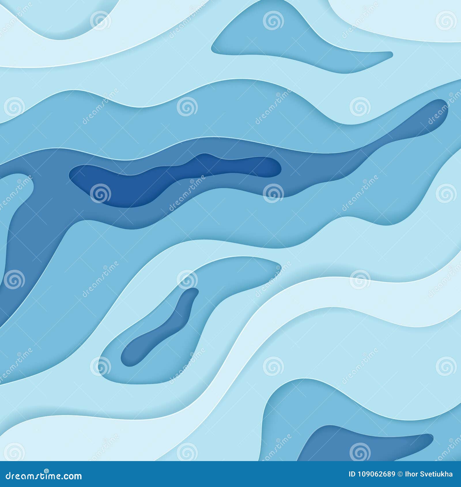 abstract blue wavy paper 3d diffusive level  for  banner, poster and brochure.