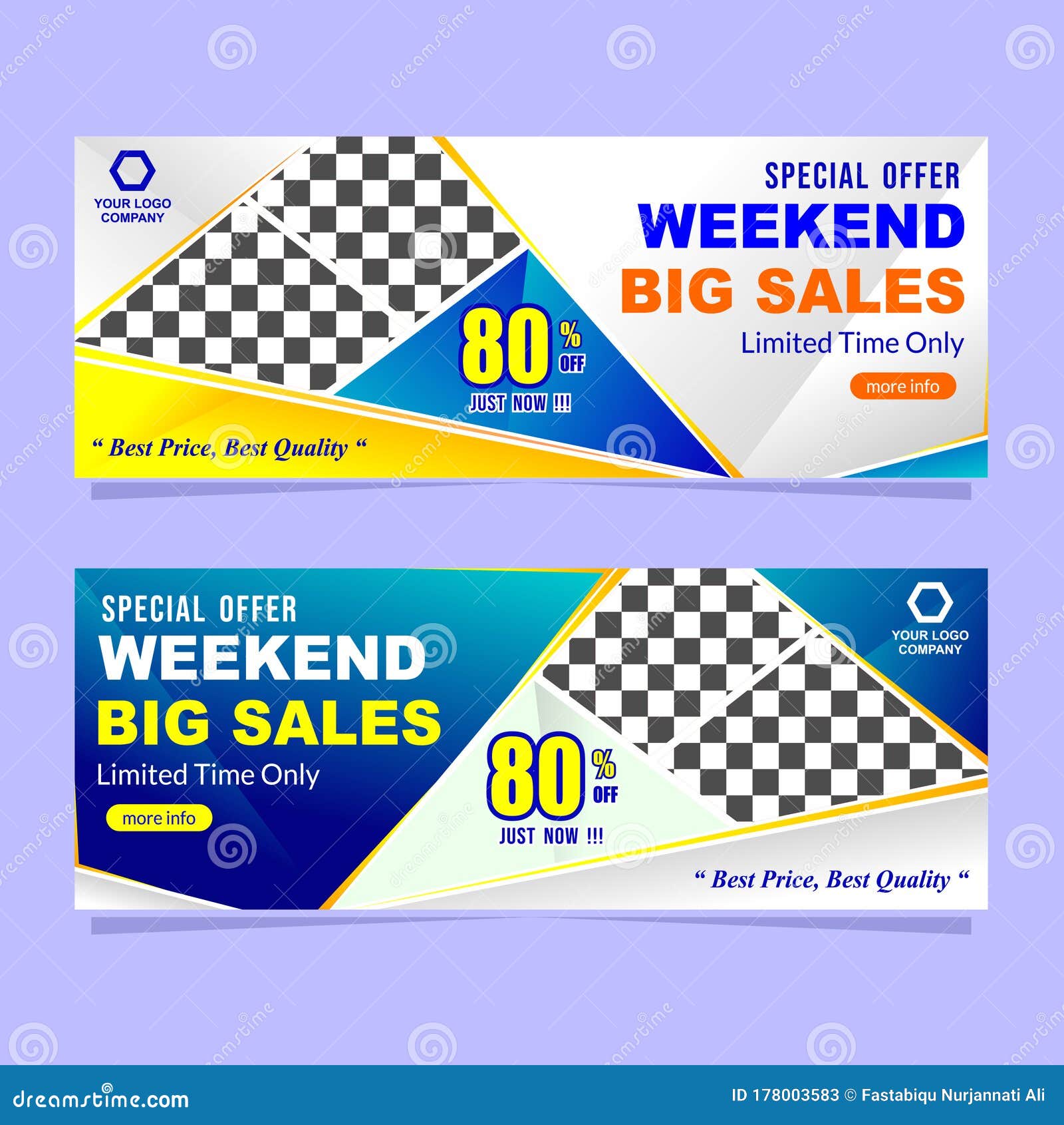 Abstract Blue and White Weekend Sales Banner Design Stock Illustration