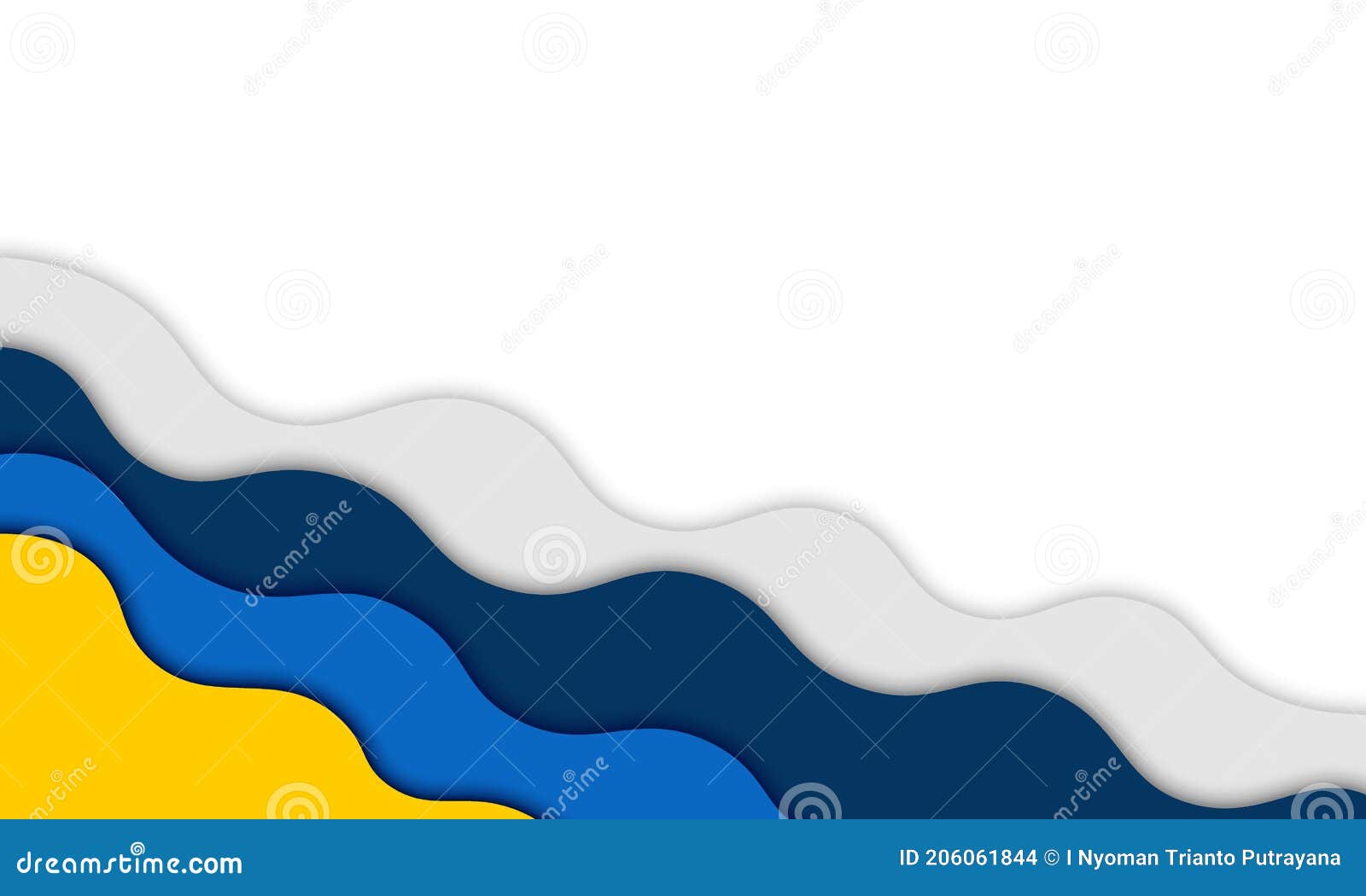 Abstract Blue, Yellow and Gray Wavy Shape with Shadow Stock Vector Illustration of creative