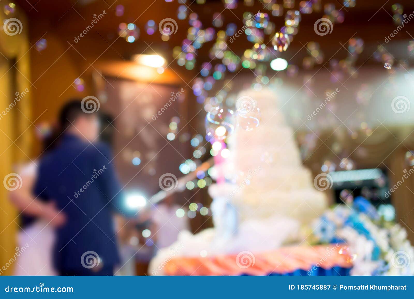 Abstract Blur Image of Bubble in the Wedding Blurred Background Stock