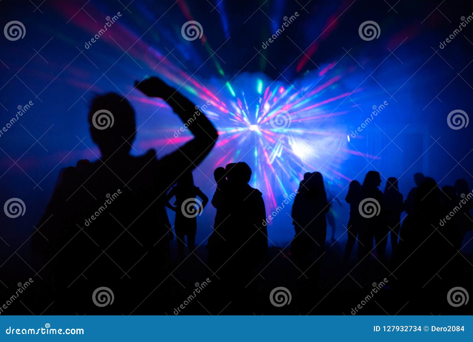Abstract Blurry Background, Silhouettes of People at Open Air Party ...