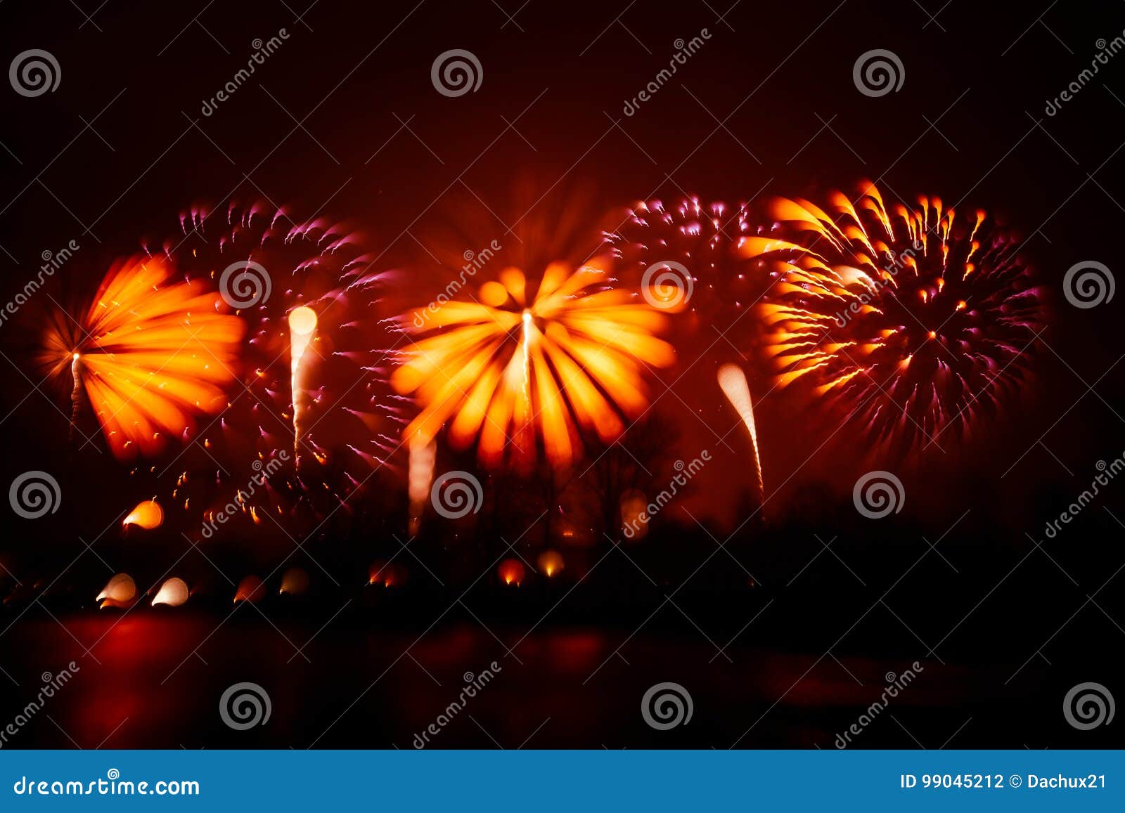 abstract, blurry, bokeh-style colorful photo of fireworks in a red tone