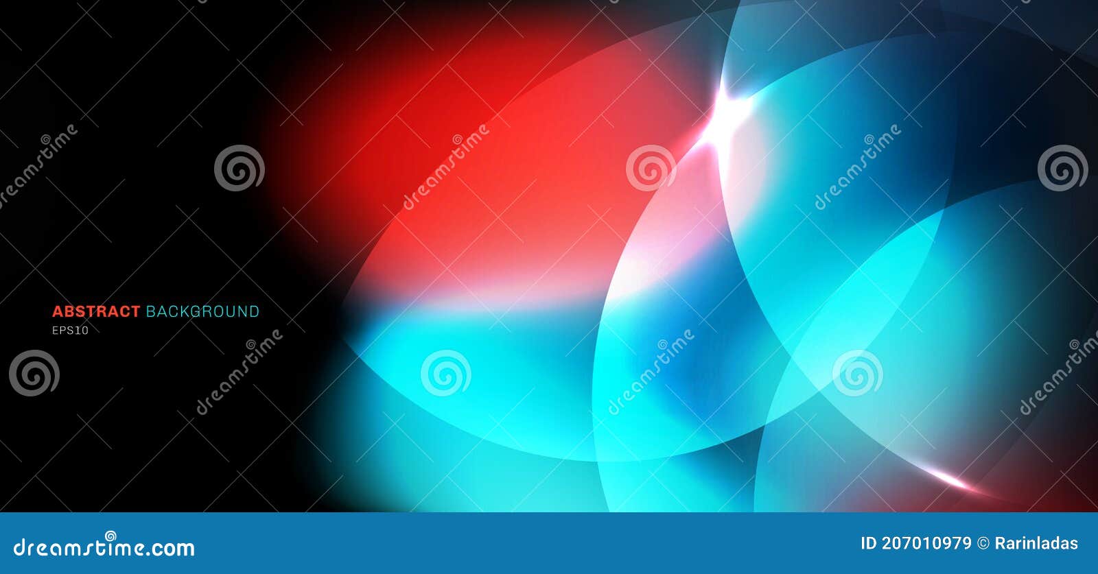 Abstract Bokeh Blurred Black Background Circles with Lighting Blue and