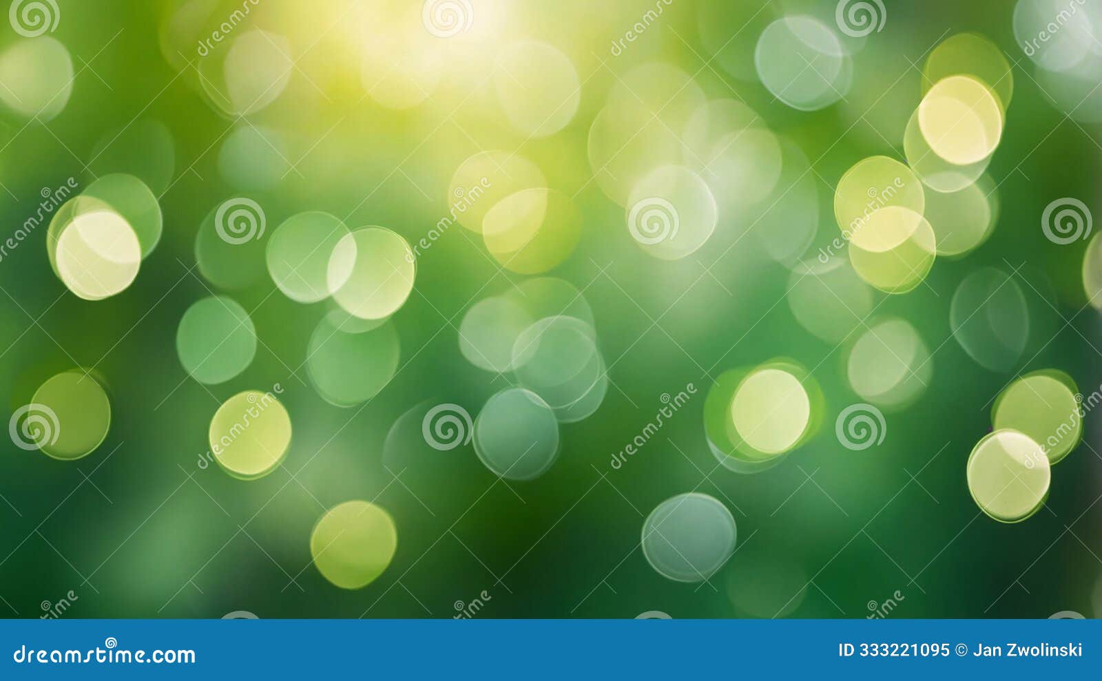 abstract bokeh light effects on green shaded background with bright sun rays creating vibrant ambiance