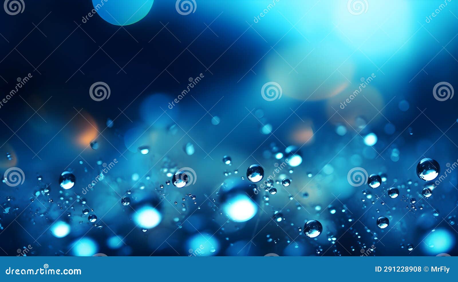 abstract bookeh background, vivid blurred blue drops
