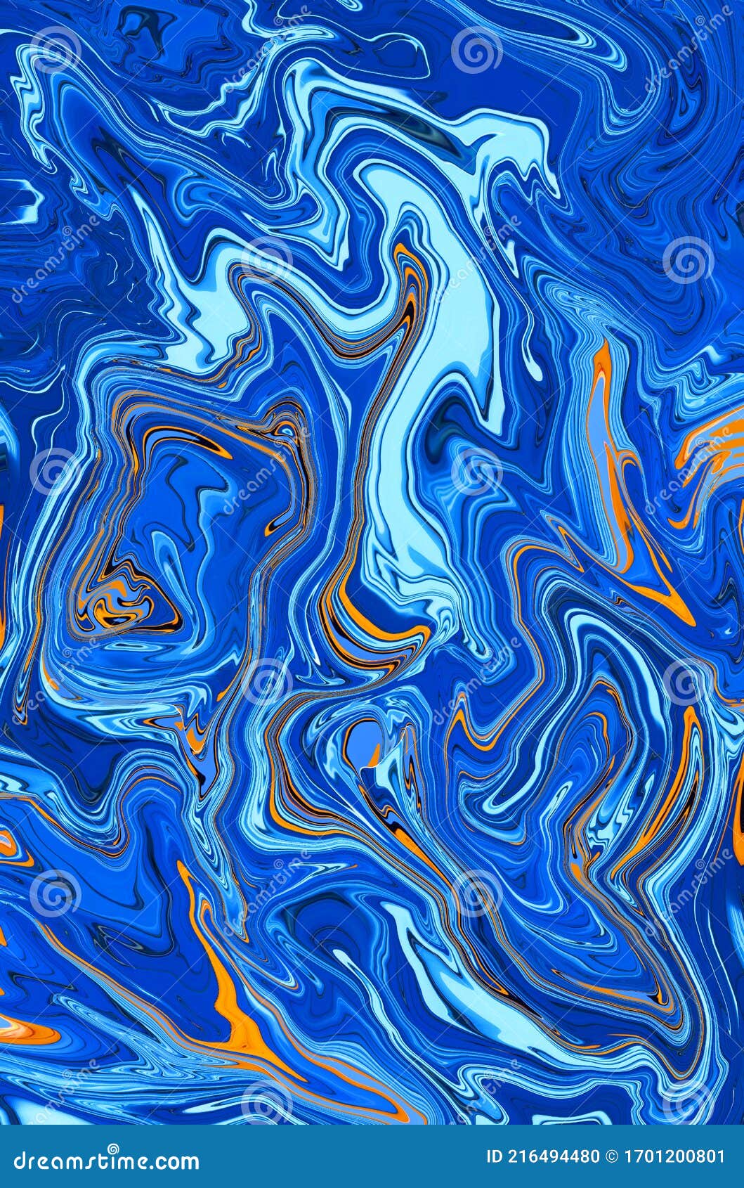 Abstract Bright Fluid Blue and Orange Background. Art Trippy ...