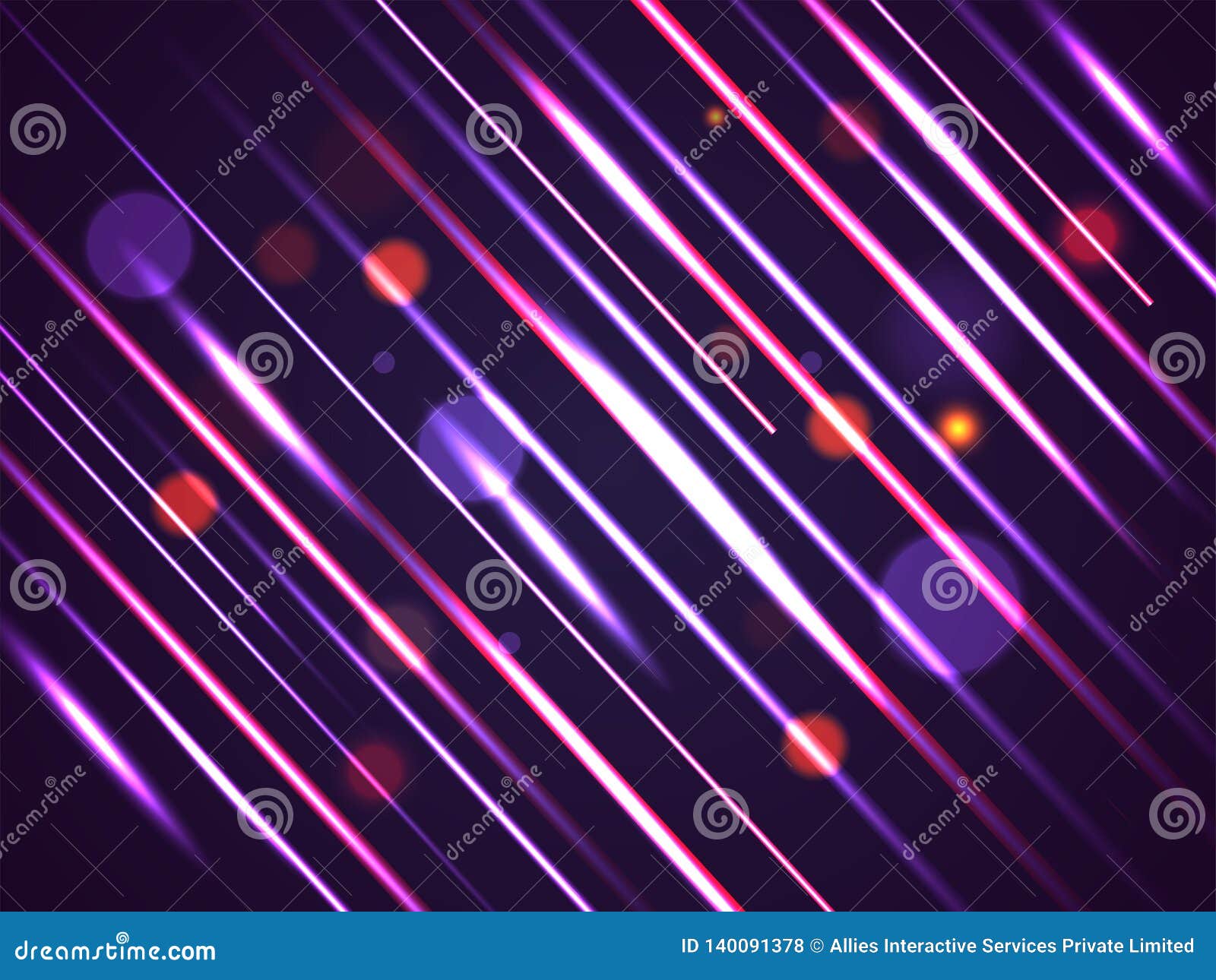 Abstract Bright Motion Background with Shiny Diagonal Stripes and Bokeh
