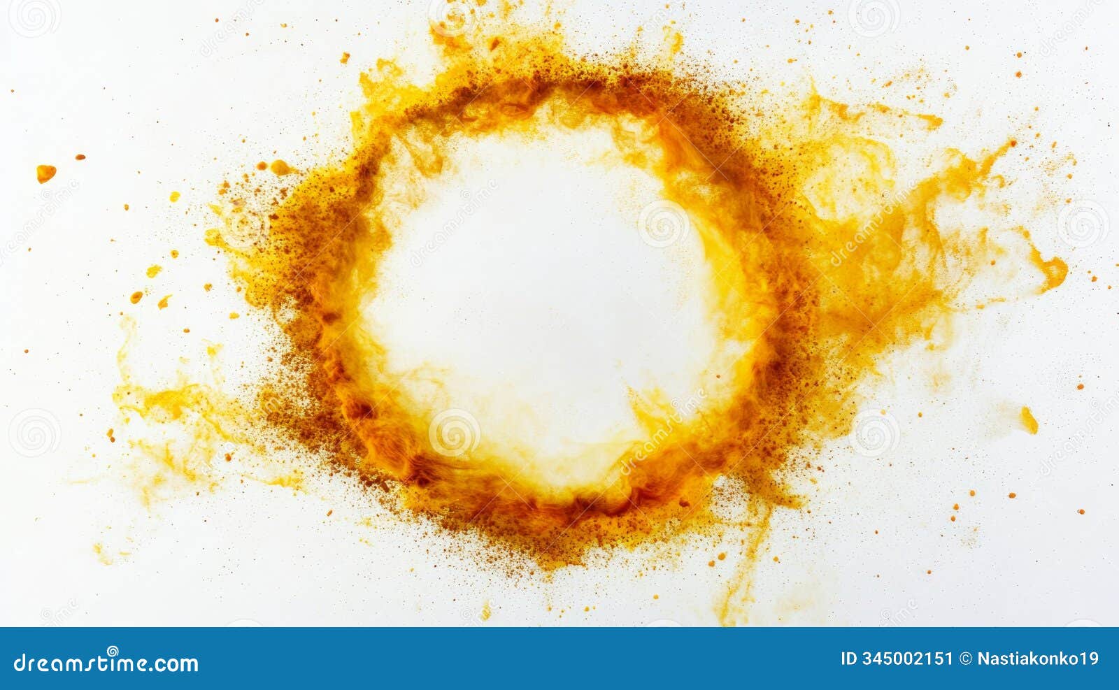 abstract burst of yellow powder on white background, dynamic explosion effect. creative art and motion concept