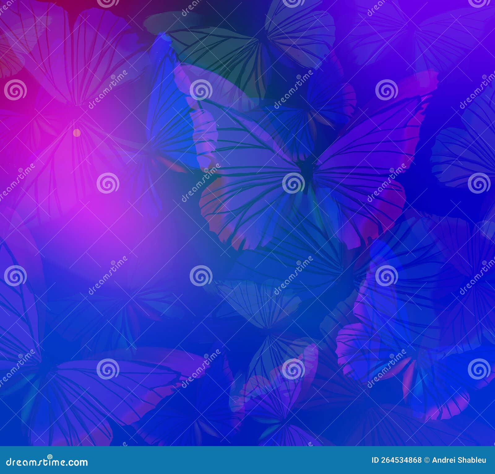 Abstract Butterfly Decor Illustration on Blue Background Stock Illustration Illustration of