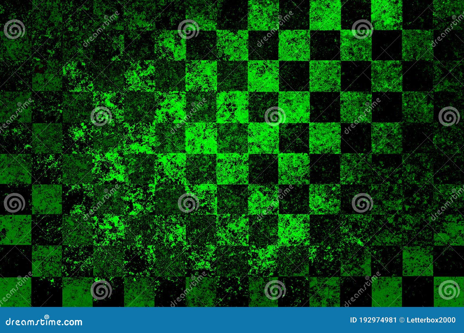 Green Gray Black Checkered Background with Blur, Gradient and Grunge Texture. Stock Illustration
