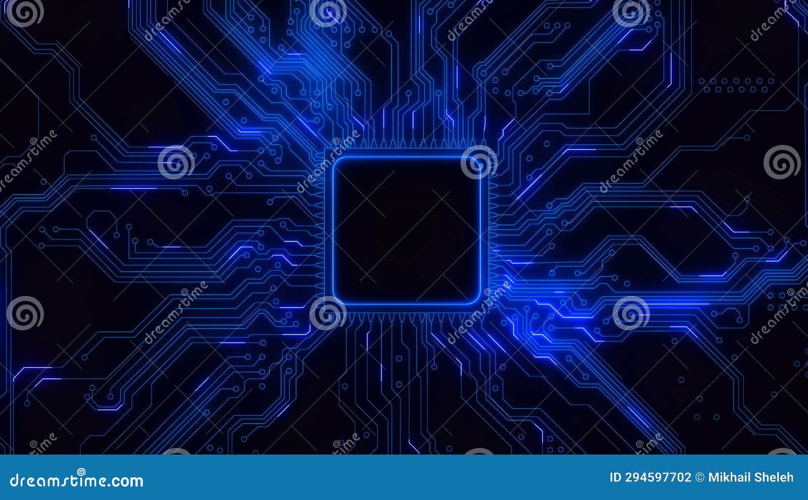 abstract chip with pcb traces on a transparent background