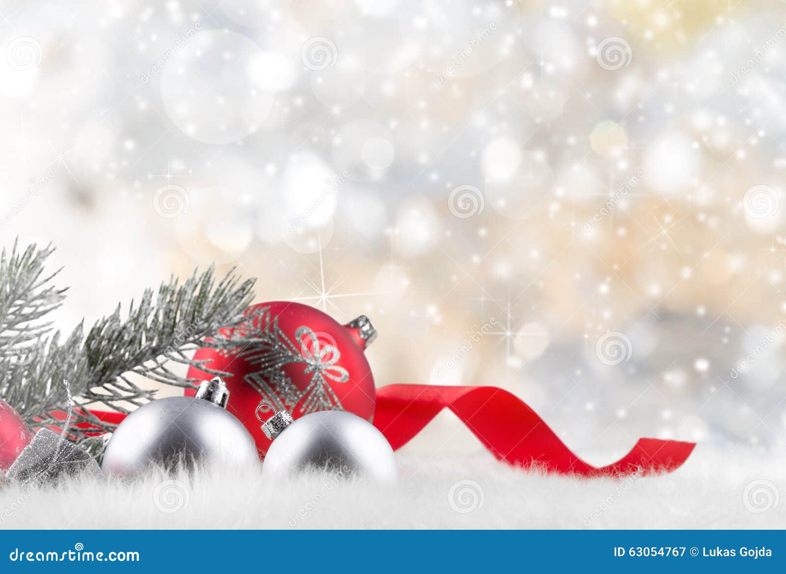 Abstract Christmas background with falling snow flakes