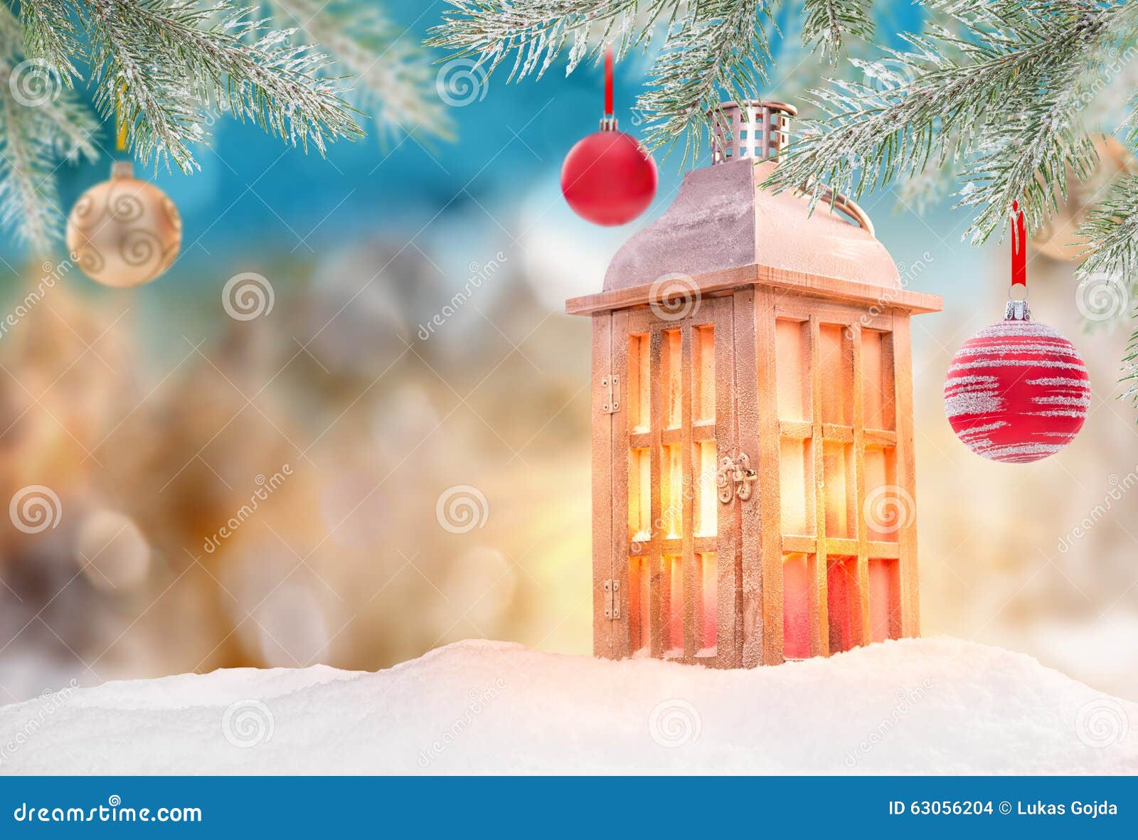 Abstract Christmas Background with Shining Antern Stock Photo - Image ...