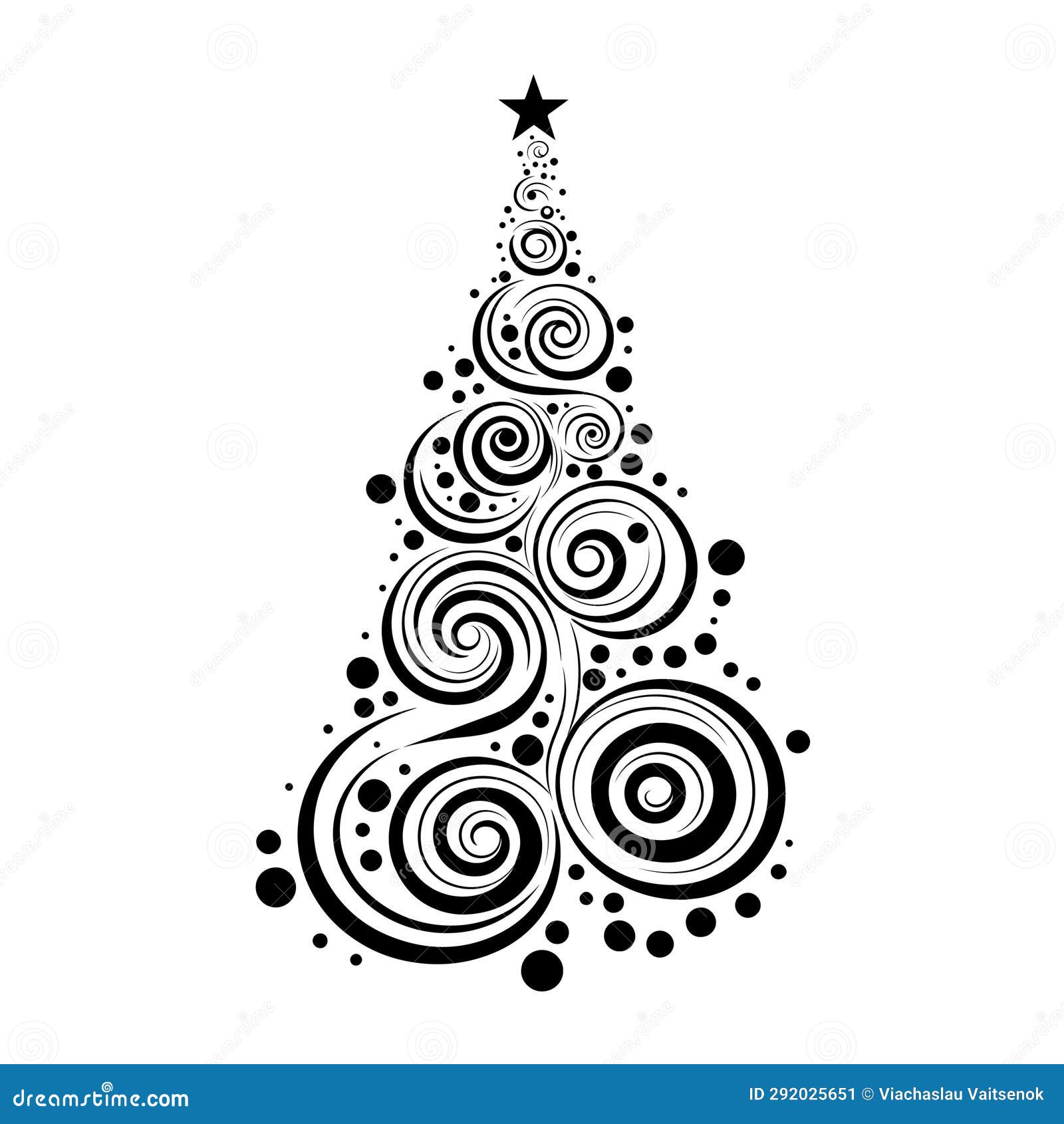 Abstract Christmas Tree Black and White Shape Stock Illustration