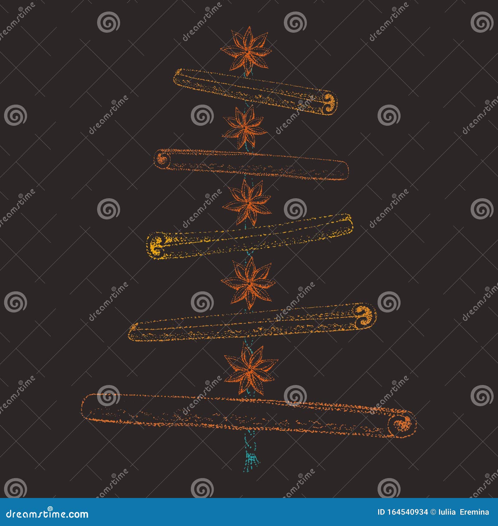 Cinnamon and Christmas Tree in Pointillism Technique Using Liner Stock