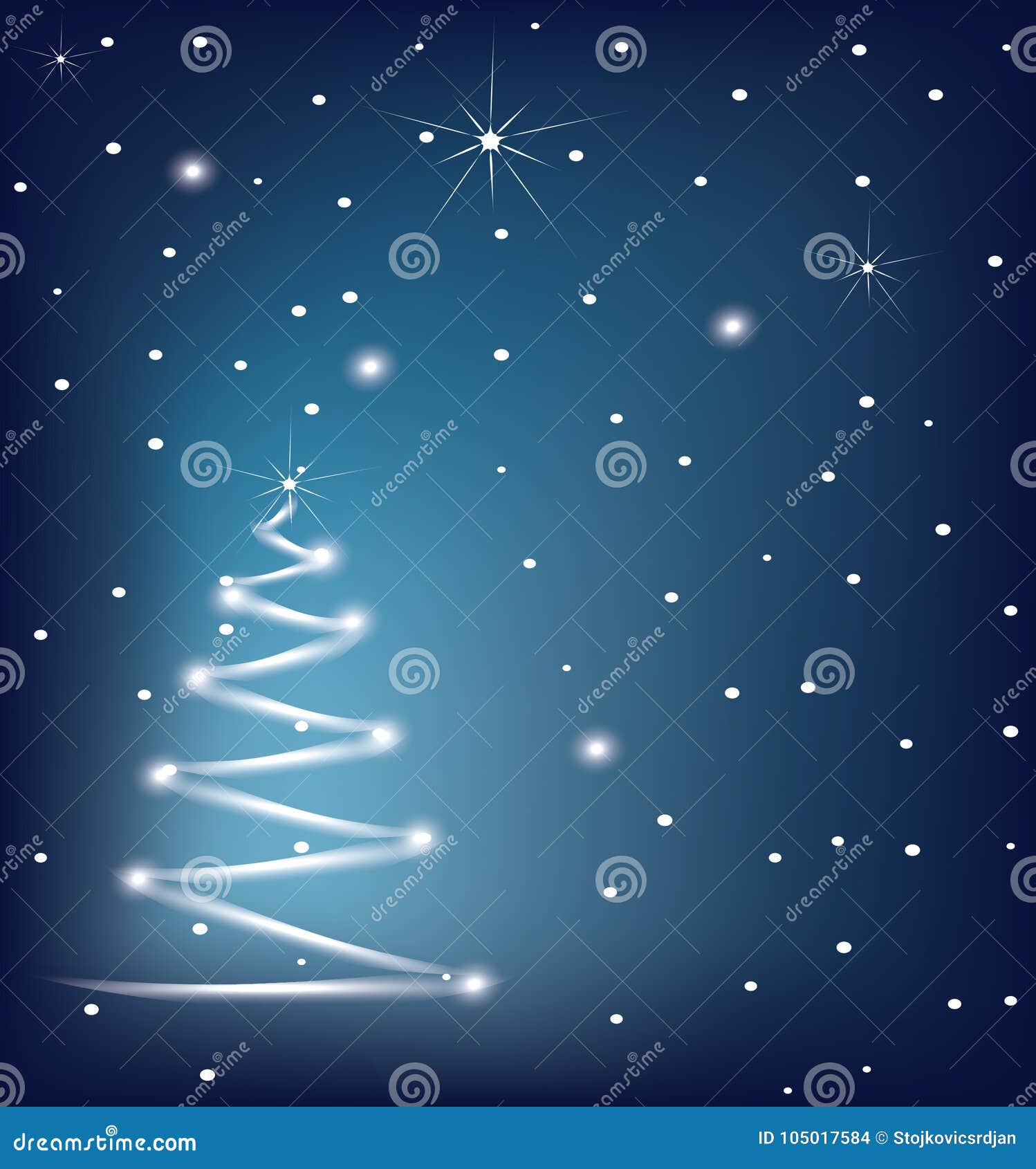 Abstract Christmas Tree on Night Background Stock Vector Illustration