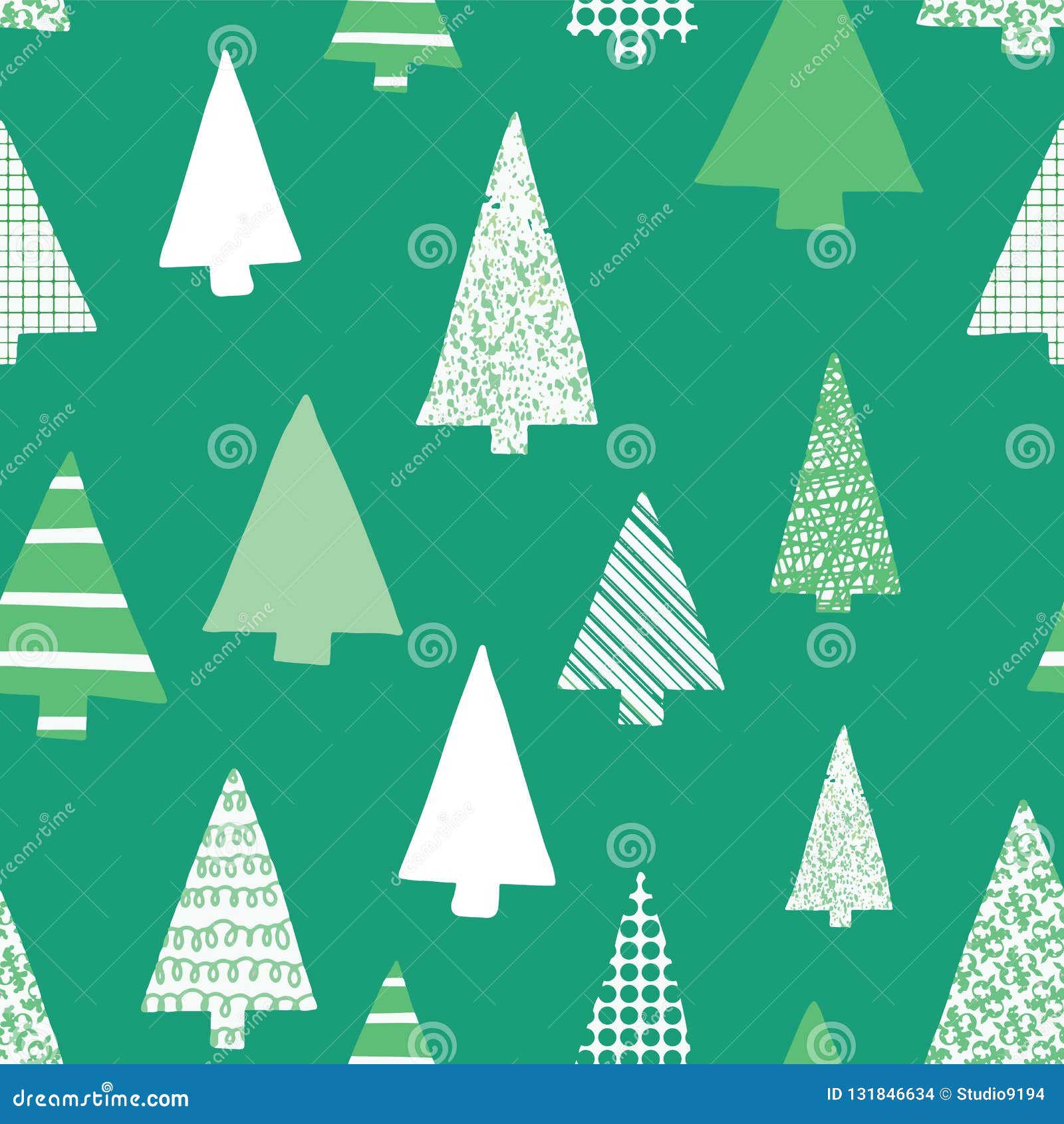 Abstract Christmas Trees Vector Seamless Pattern. Christmas Tree ...