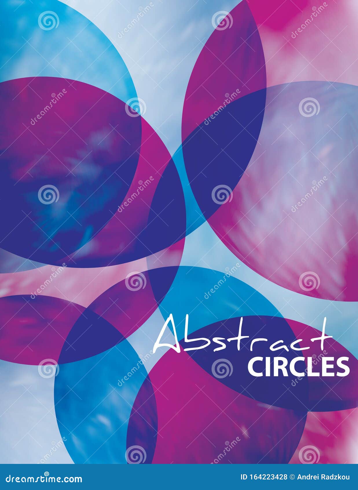 abstract circles. poster in cerulean and dark purple colors. 
