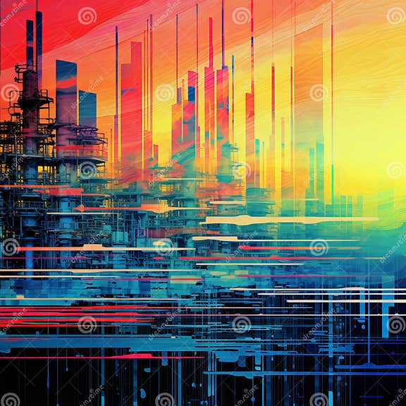 Abstract Cityscape: Technological Fusion in the Industrial Revolution ...