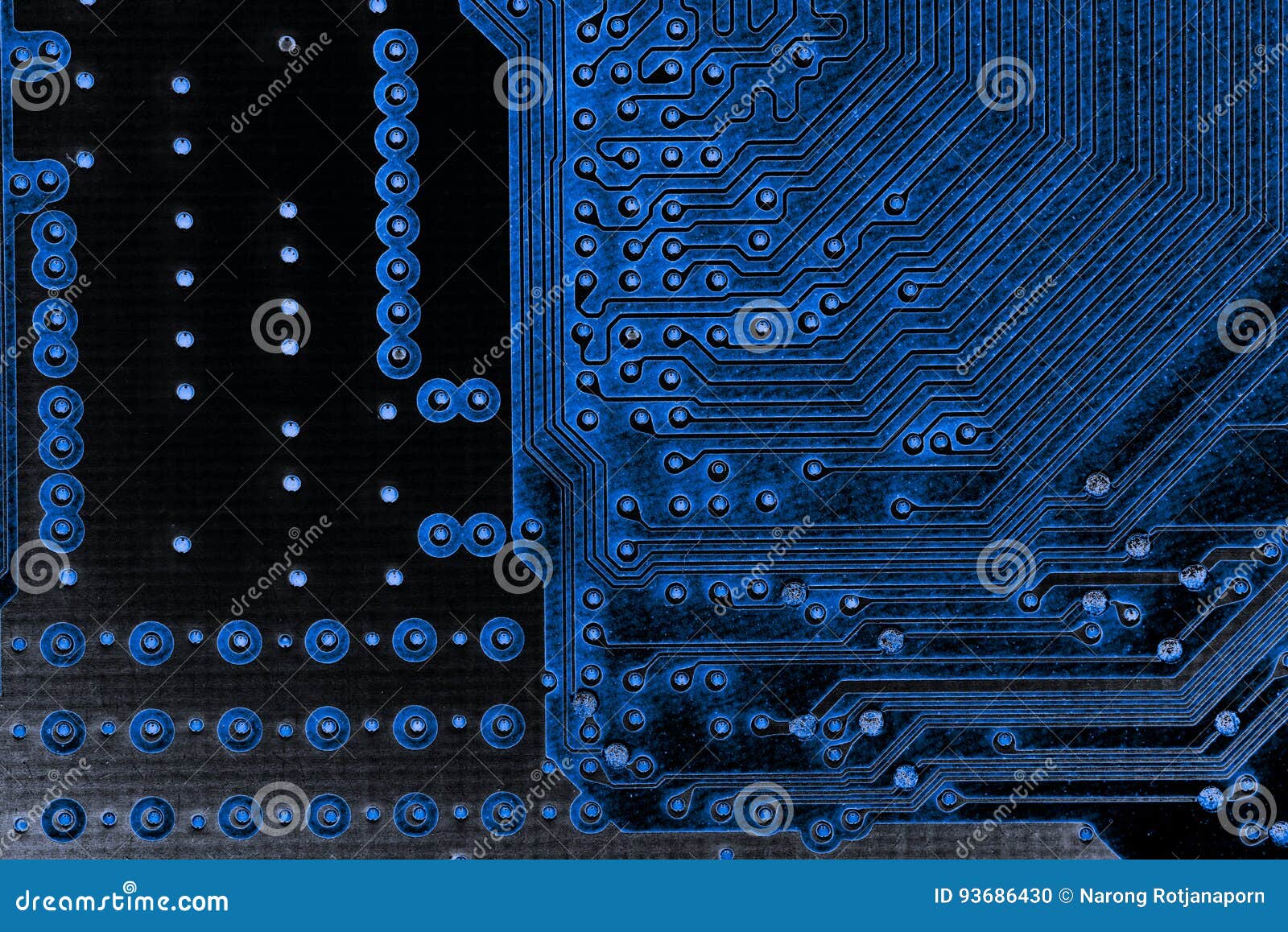 abstract close up of electronic circuits in technology on mainboard computer background