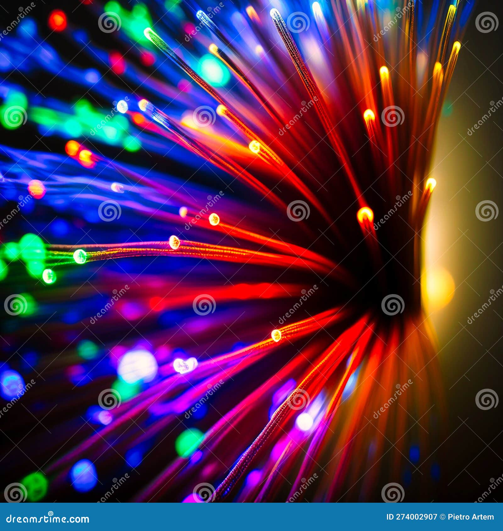 Abstract Closeup of Fiber Optics Light for Background, Generative AI