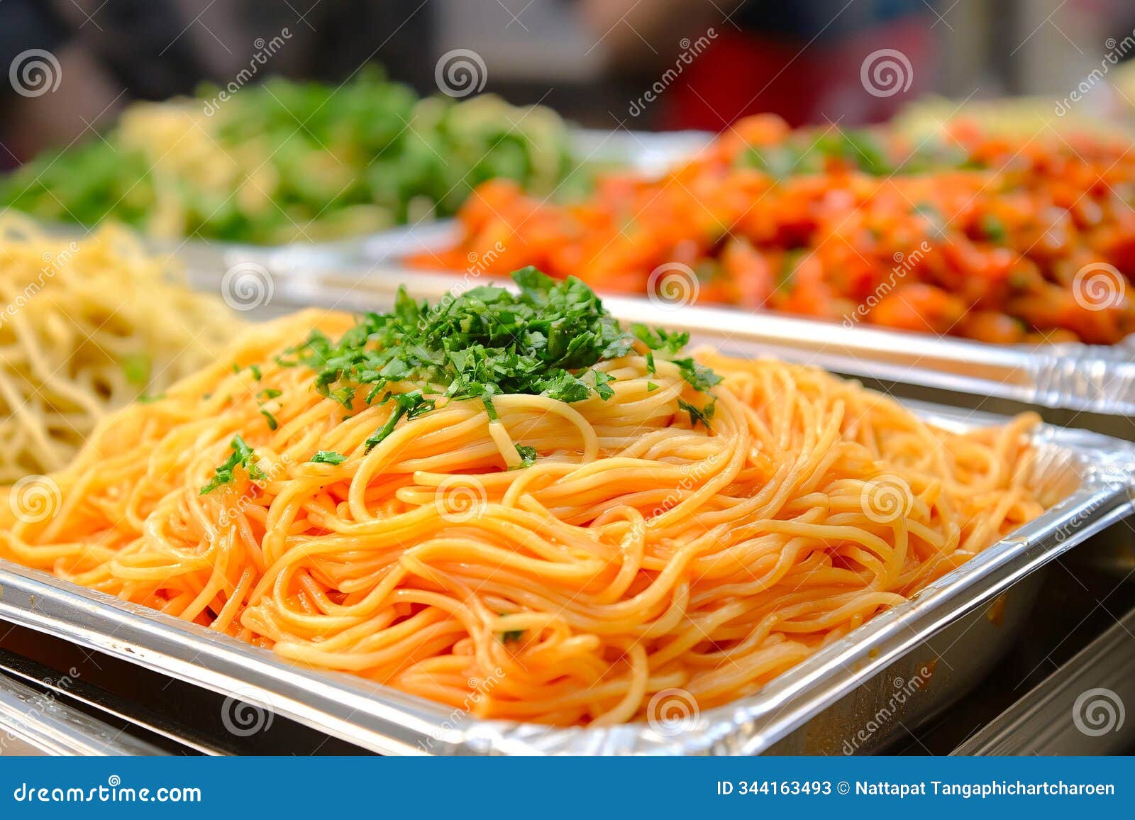 abstract close-up of noodles in dynamic motion, showcasing vivid colors and energetic flow, creating a piece of food art,