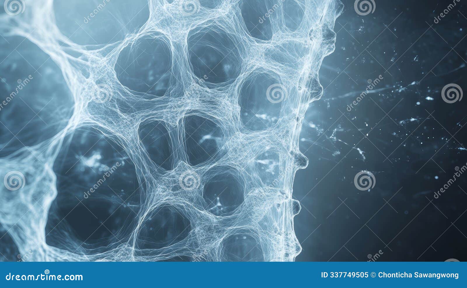 abstract close-up of translucent web-like structure with bubbles, creating a captivating visual effect. suitable for various