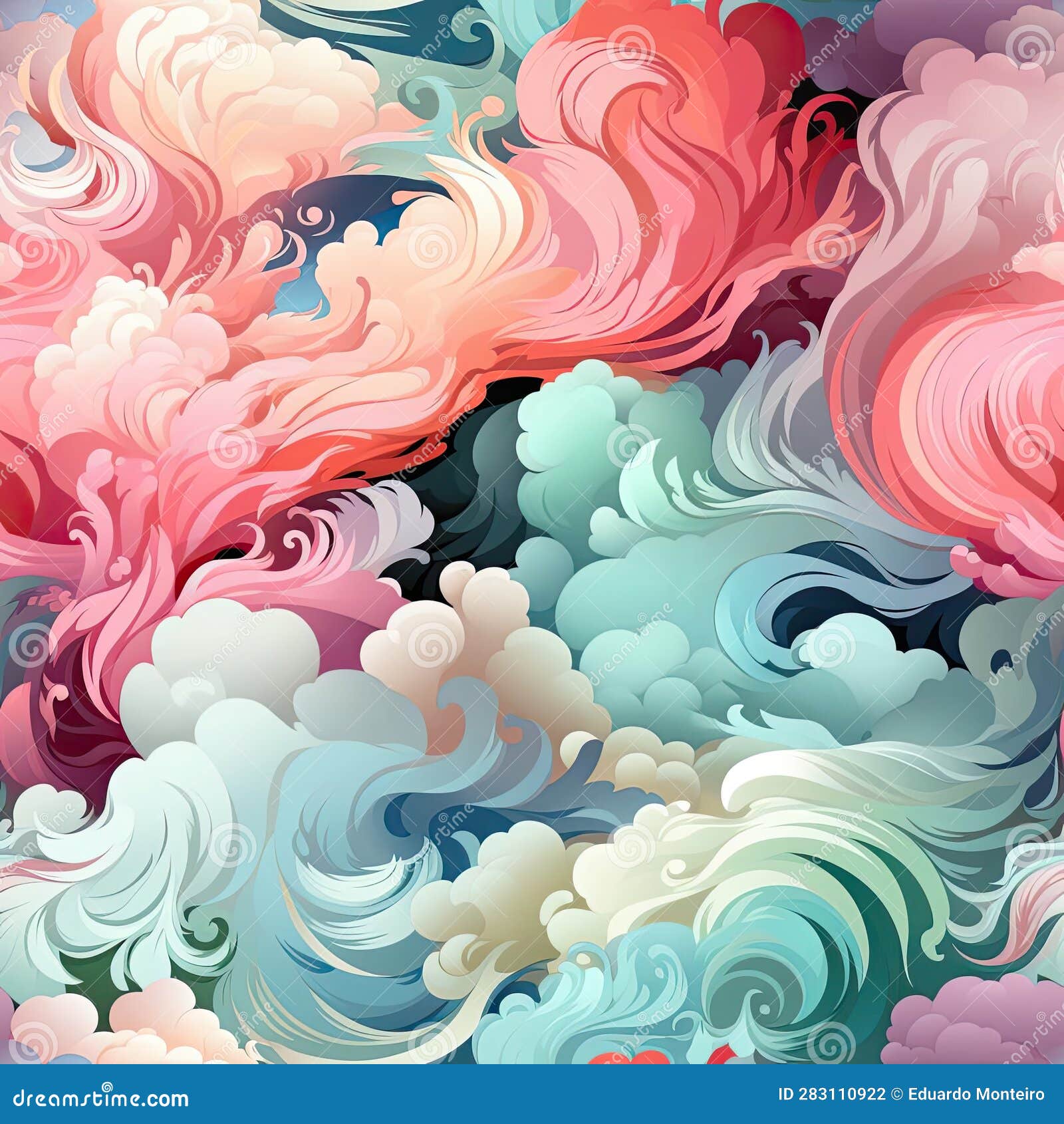 abstract clouds with soft colors in a rococo-inspired style (tiled)
