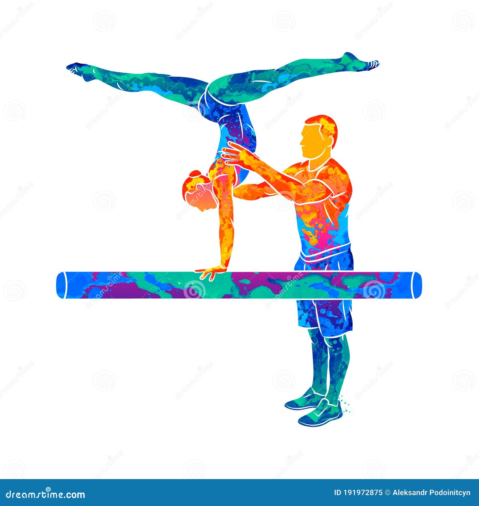 Watercolor Gymnast Bright Picture Beautiful Watercolor Royalty Free