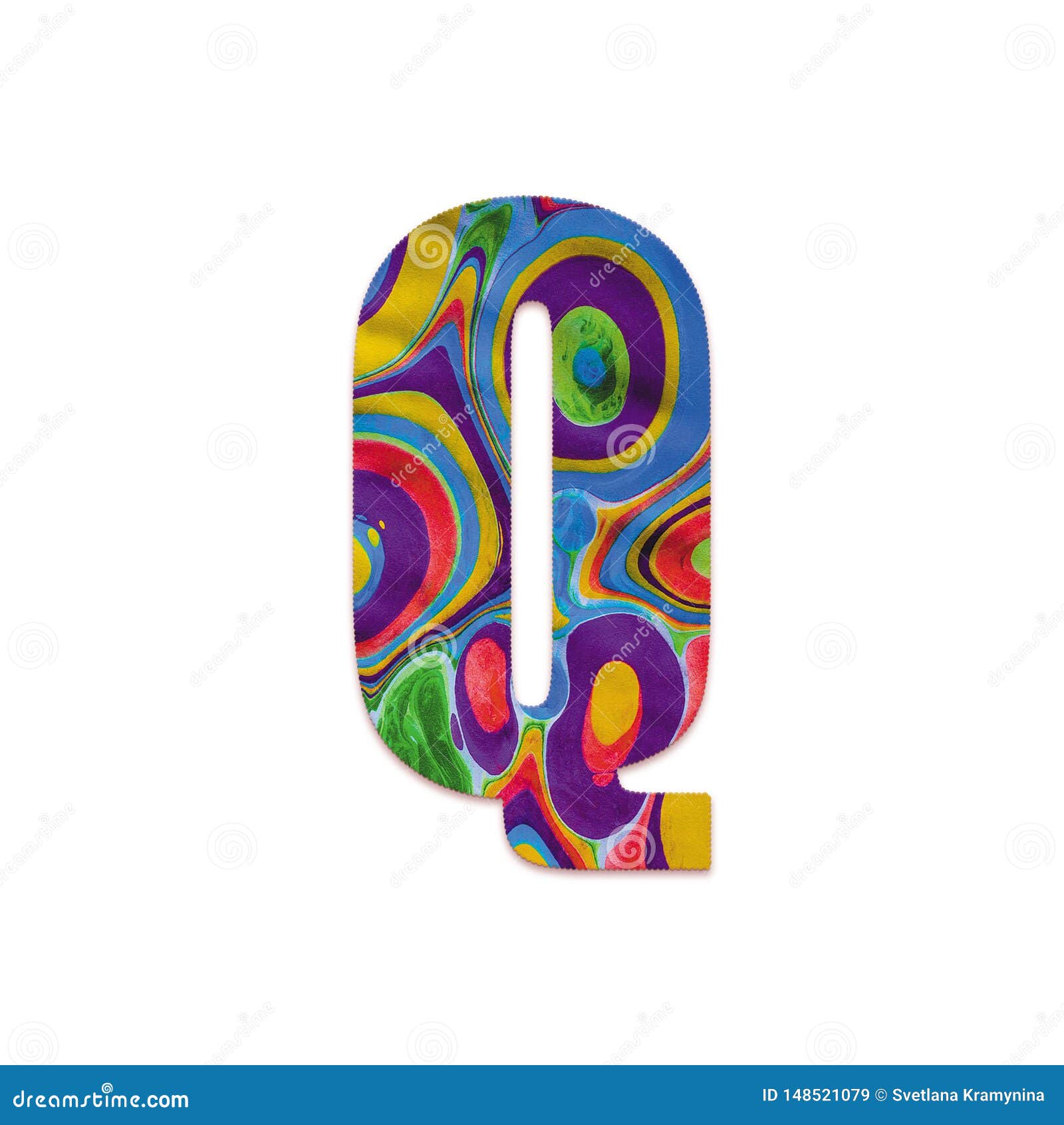 Abstract Color Splash Font and Alphabet O White Background. Letter Q ...