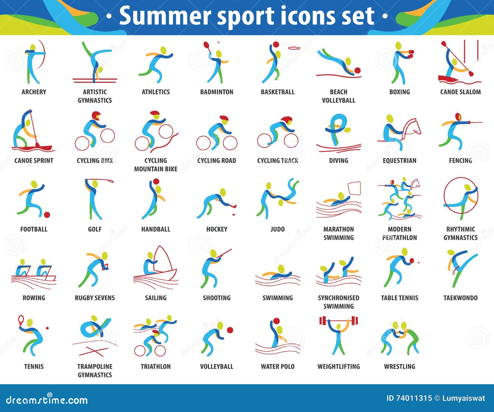 Abstract Color Sport Summer Olympic Games Icons Set Vector Pictograms Web Print Other Projects 74011315 