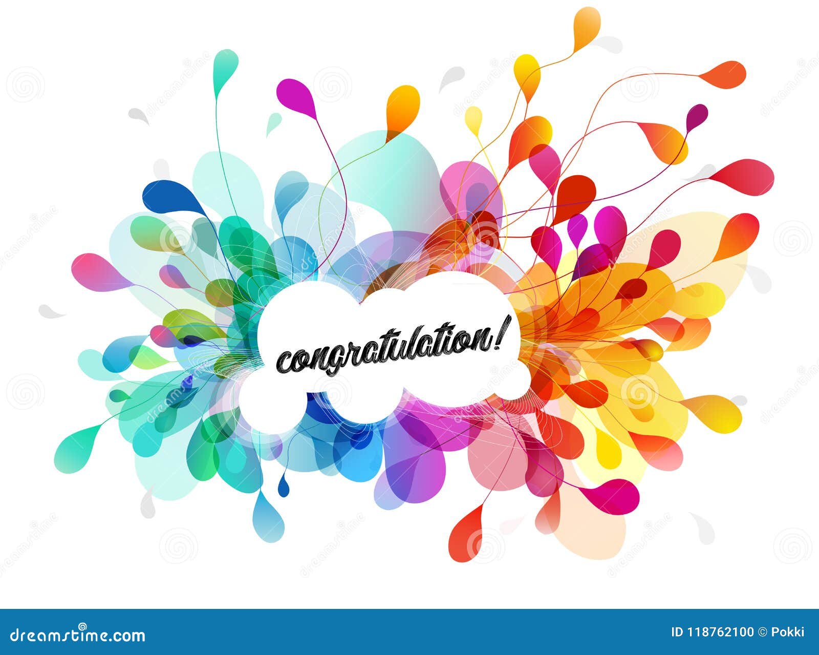 Abstract Colored Flower Background with Congratulation Text. Stock