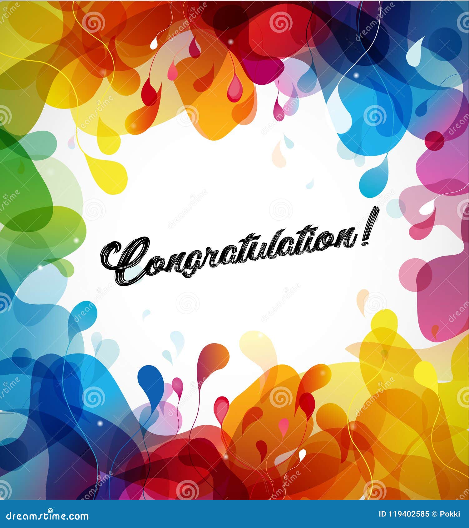 Abstract Colored Flower Background with Congratulation Text. Stock