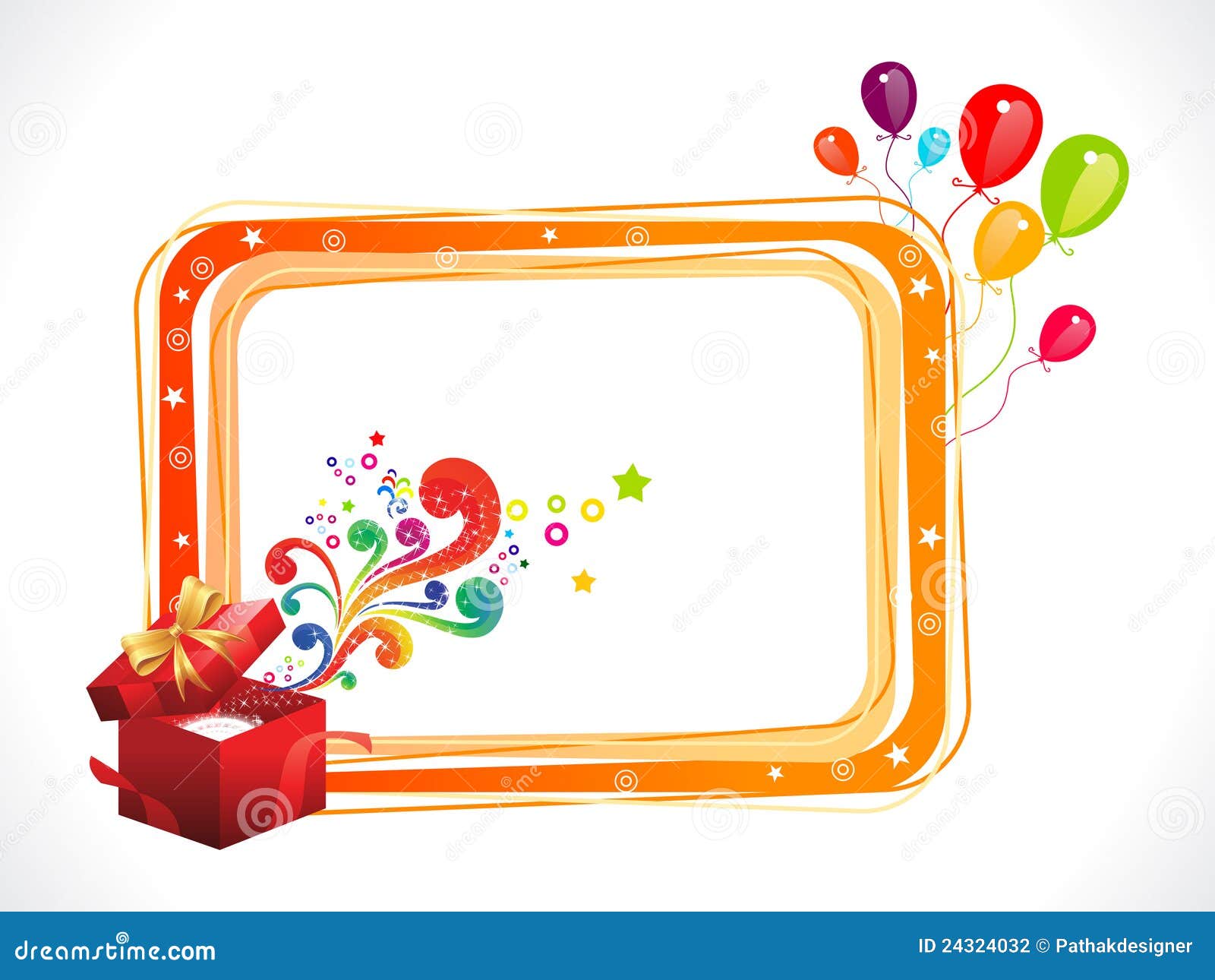 Abstract Colorful Birthday Frame With Magic Box Stock 