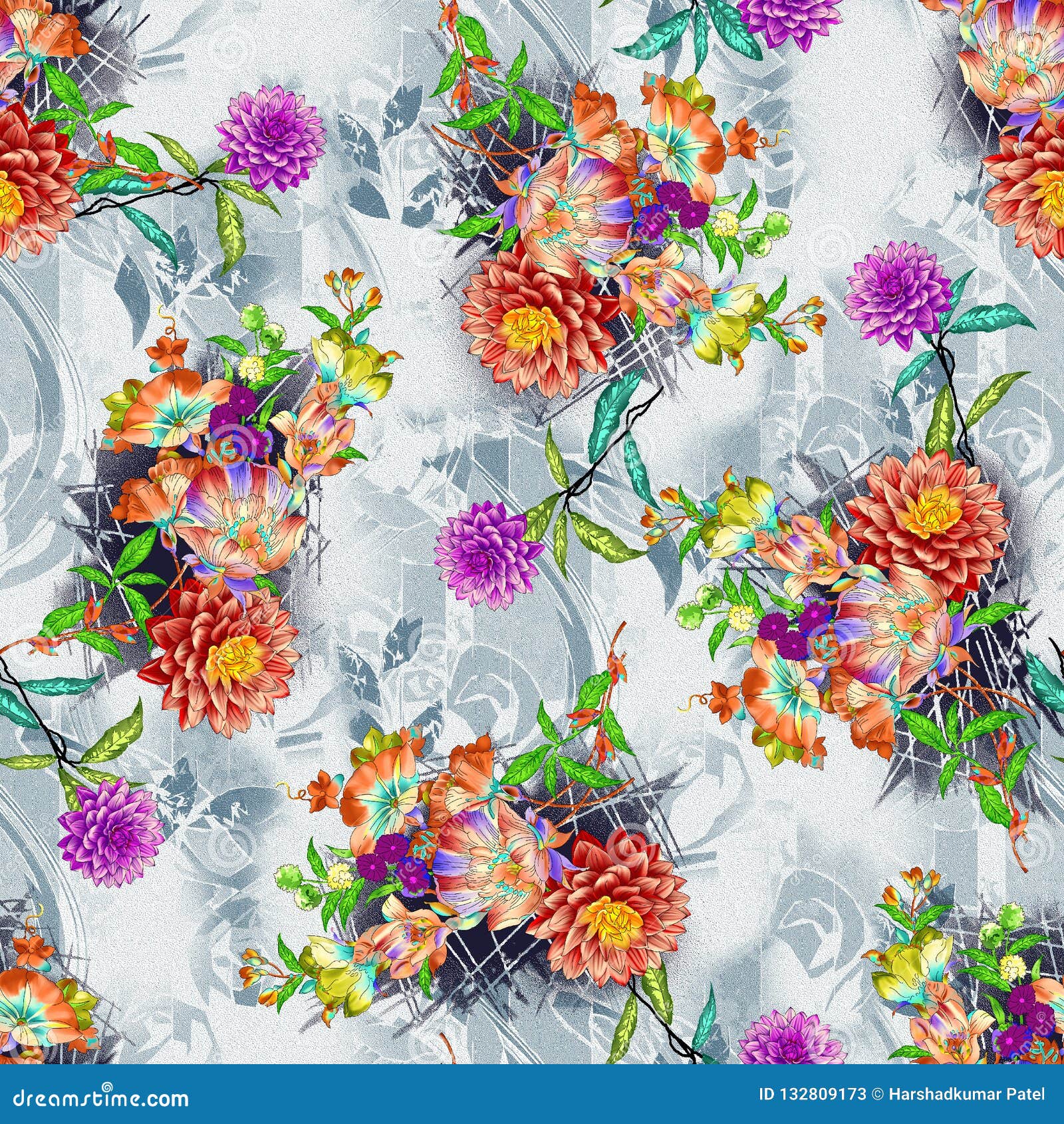 Abstract Colorful Block Print Pattern Stock Image - Image ...