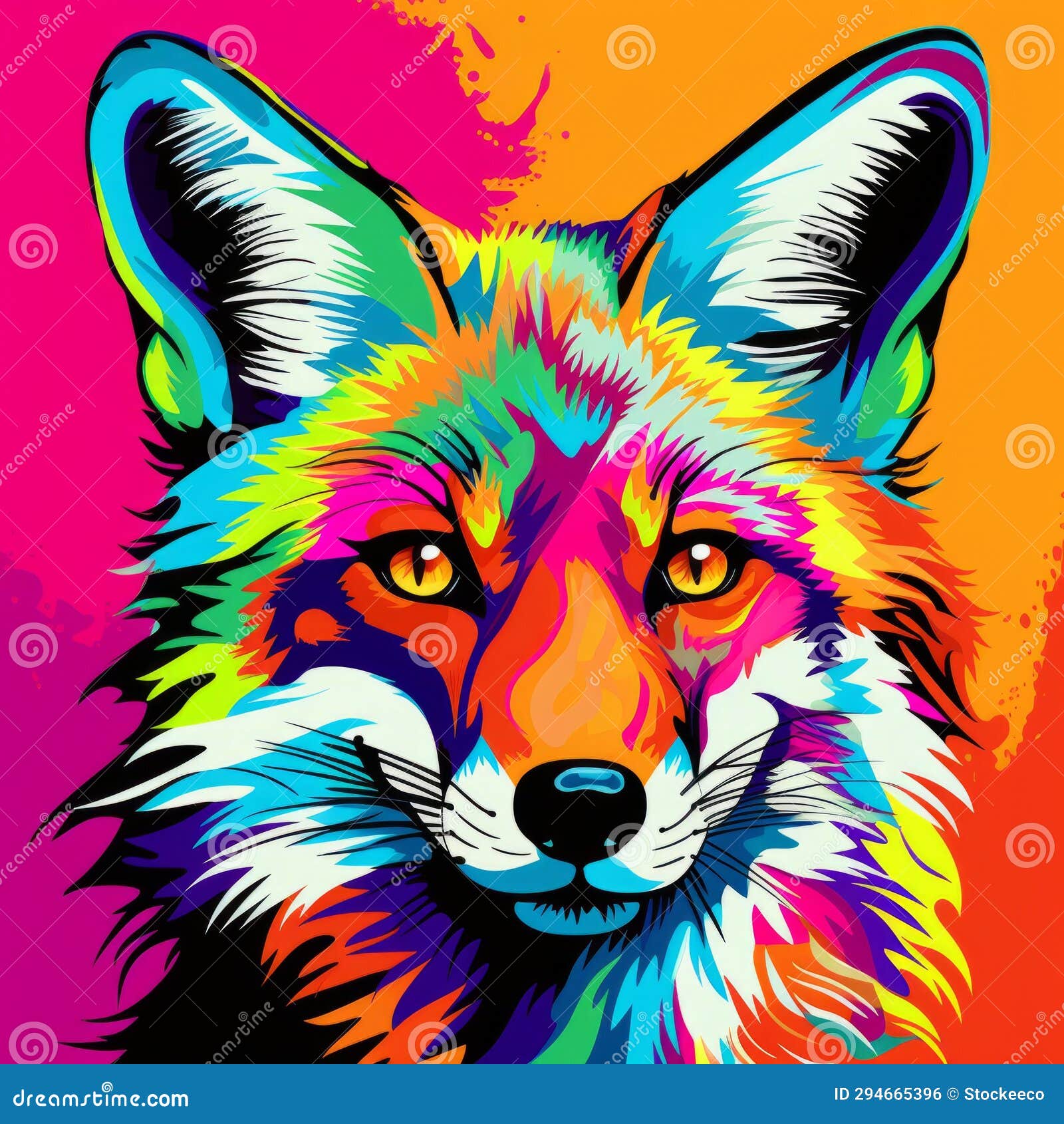 colorful fox in neon realism a pop art inspired 