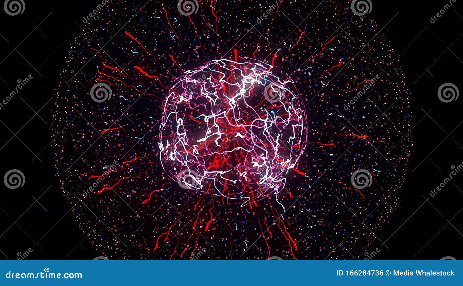 Abstract Colorful Explosion of Neon Nucleus Isolated on Black Background.  Animation. Amazing 3d Impulse Spreading into Stock Illustration -  Illustration of gamma, atom: 166284736